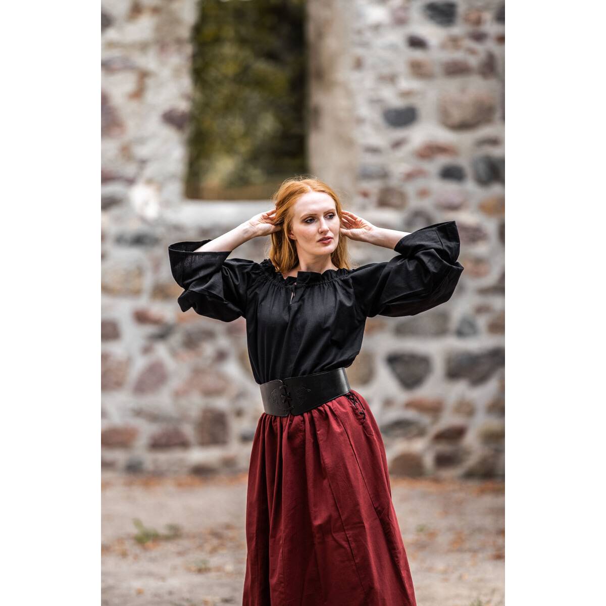 Middeleeuwse Dames Blouse in Zwart