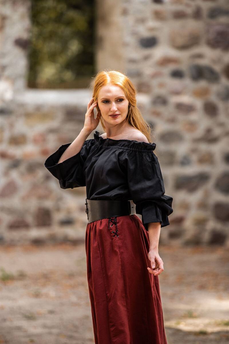 Middeleeuwse Dames Blouse in Zwart