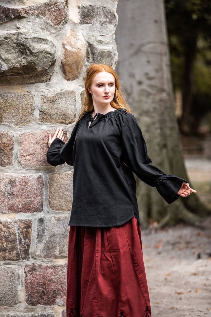 Middeleeuwse Dames Blouse in Zwart