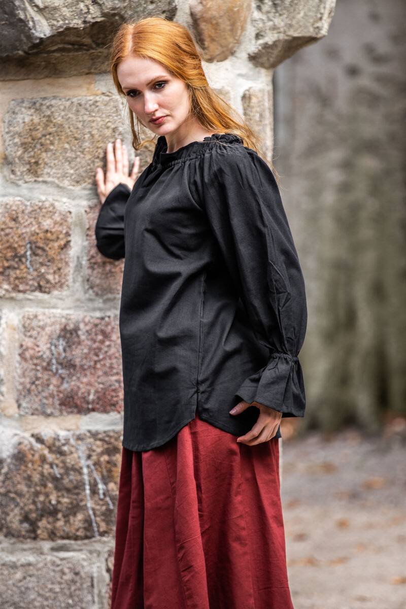 Middeleeuwse Dames Blouse in Zwart