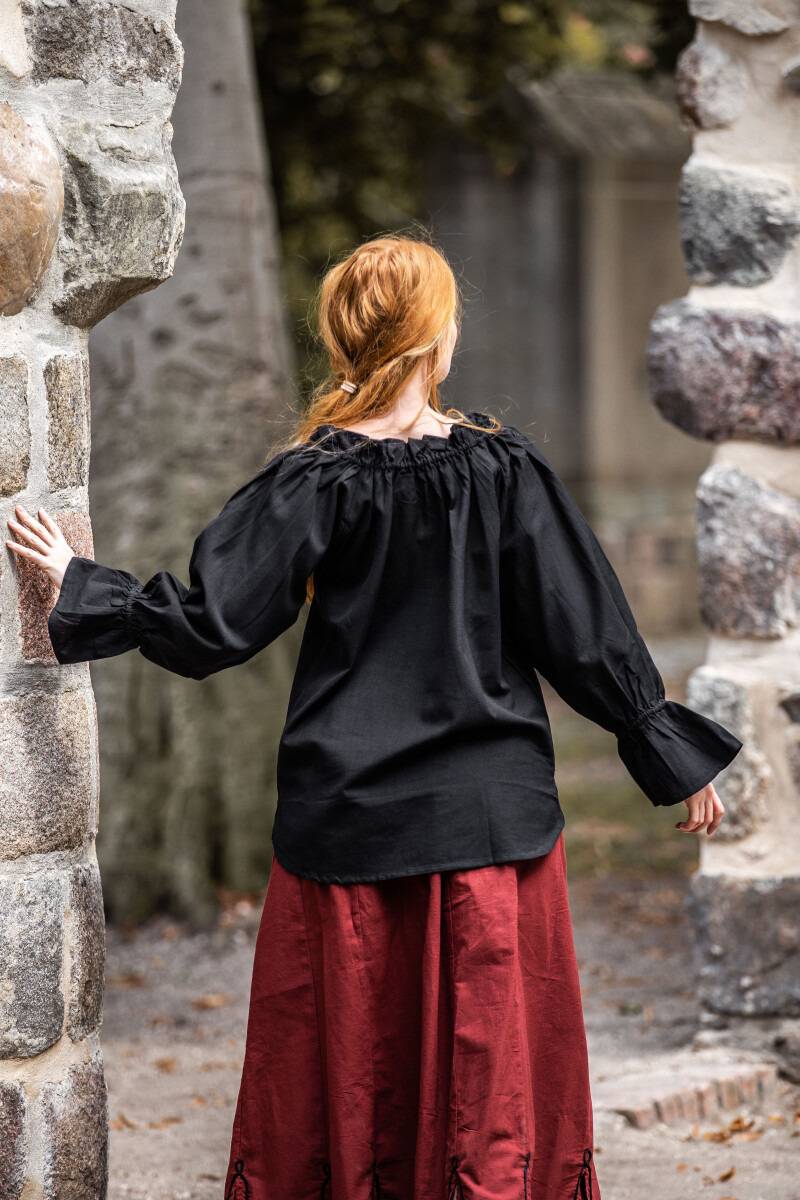 Middeleeuwse Dames Blouse in Zwart