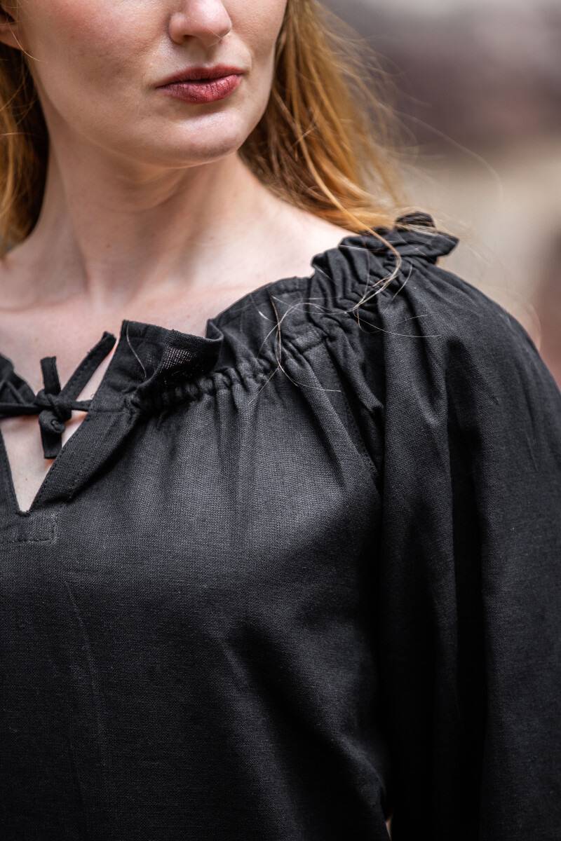 Middeleeuwse Dames Blouse in Zwart