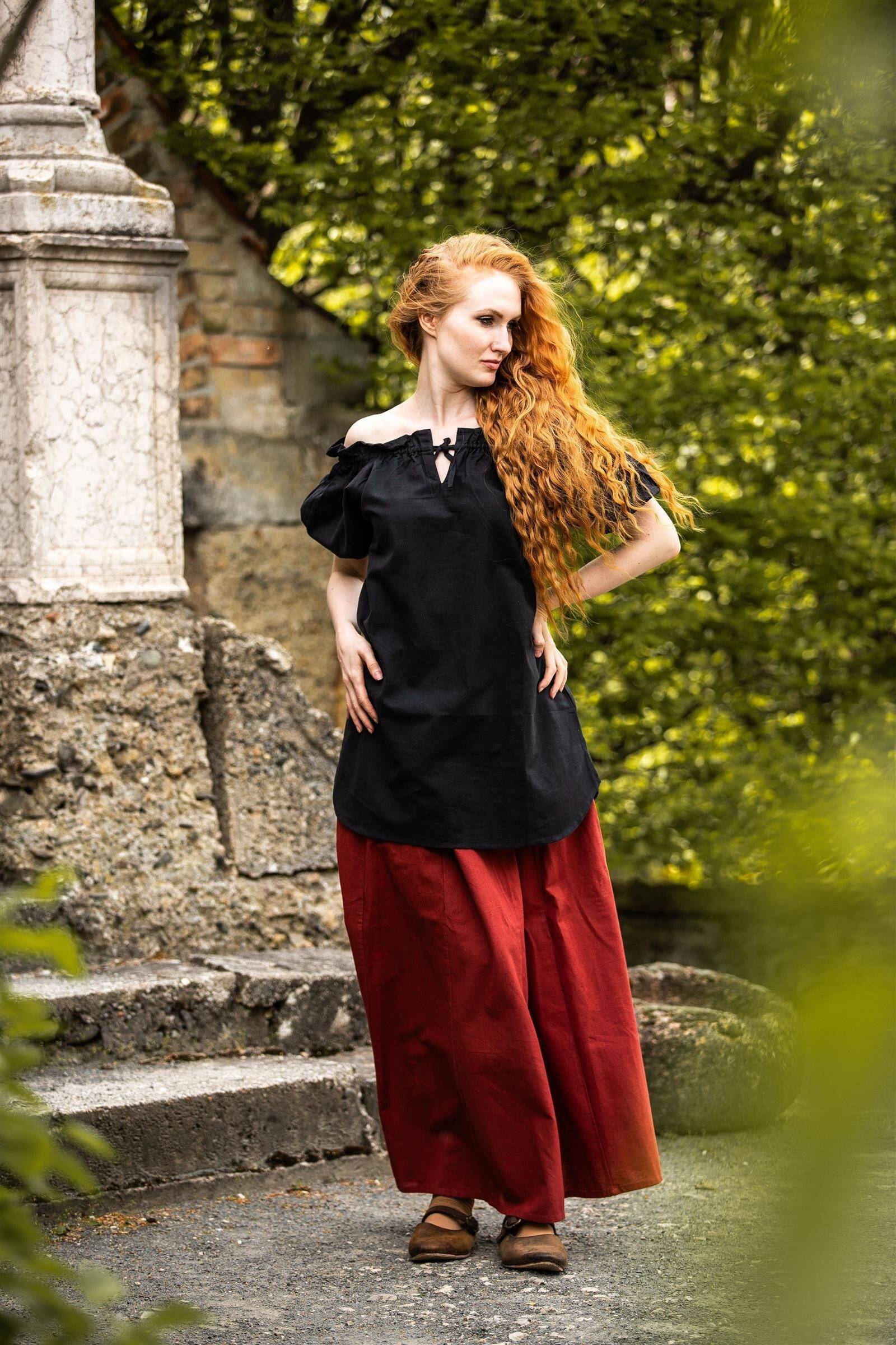 ​​​Piraten Blouse met korte mouwen in zwart