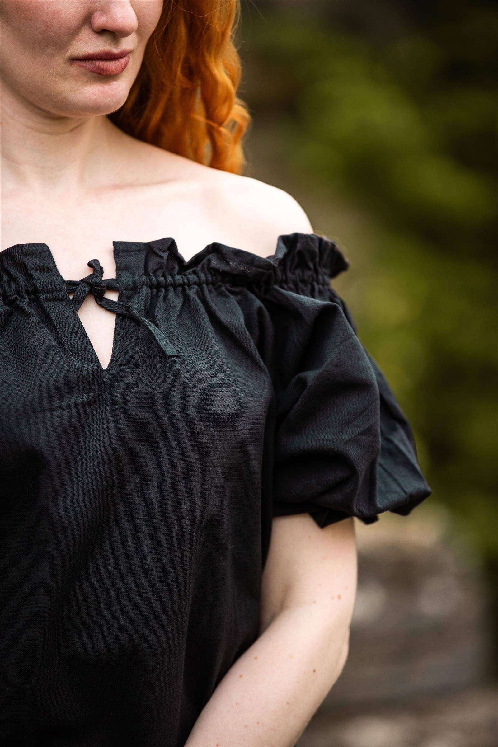 ​​​Piraten Blouse met korte mouwen in zwart