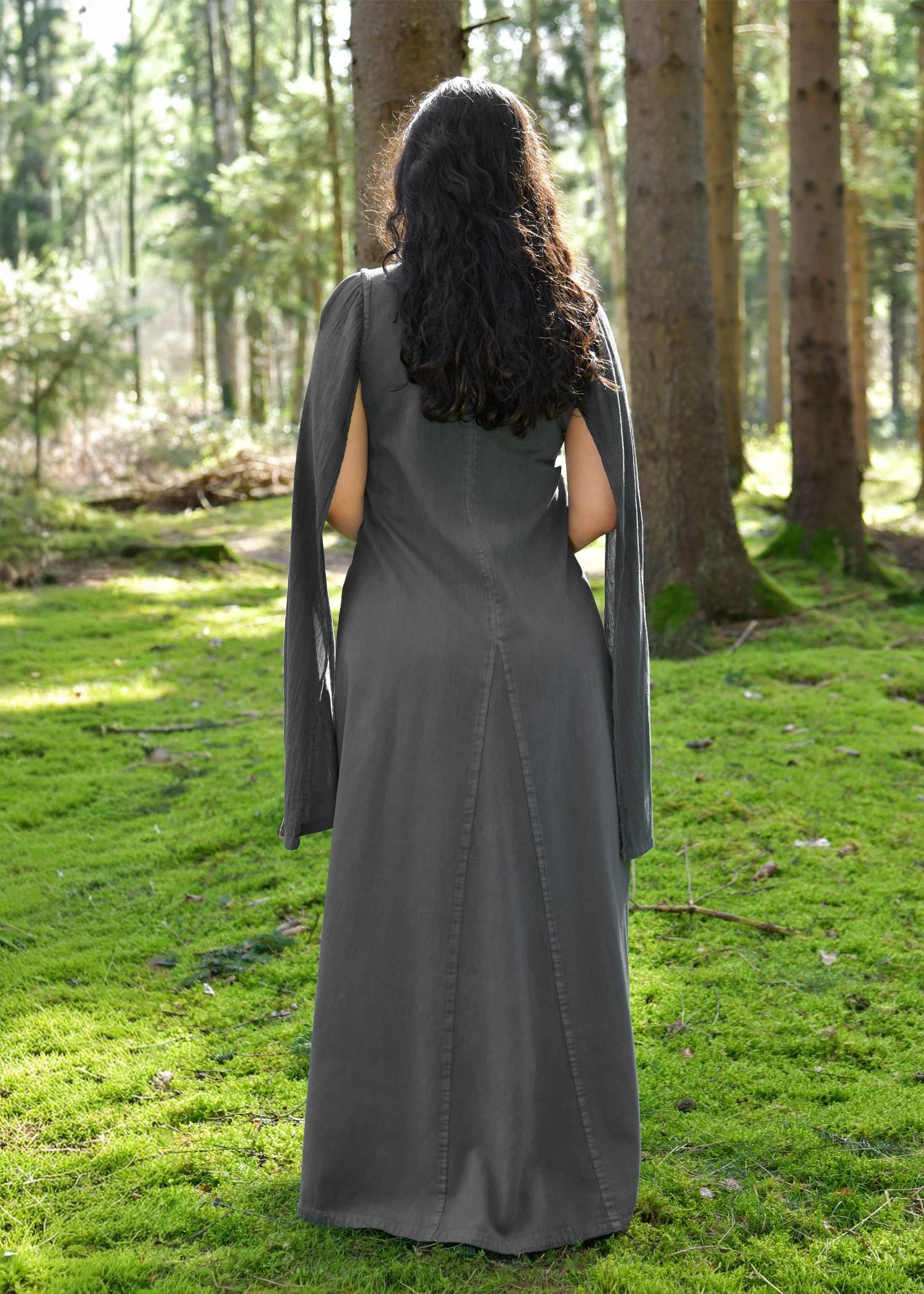 Elegante jurk met lange mouwen in grijs