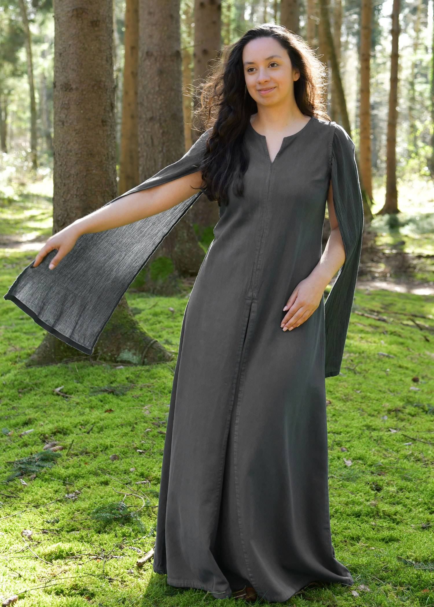 Elegante jurk met lange mouwen in grijs