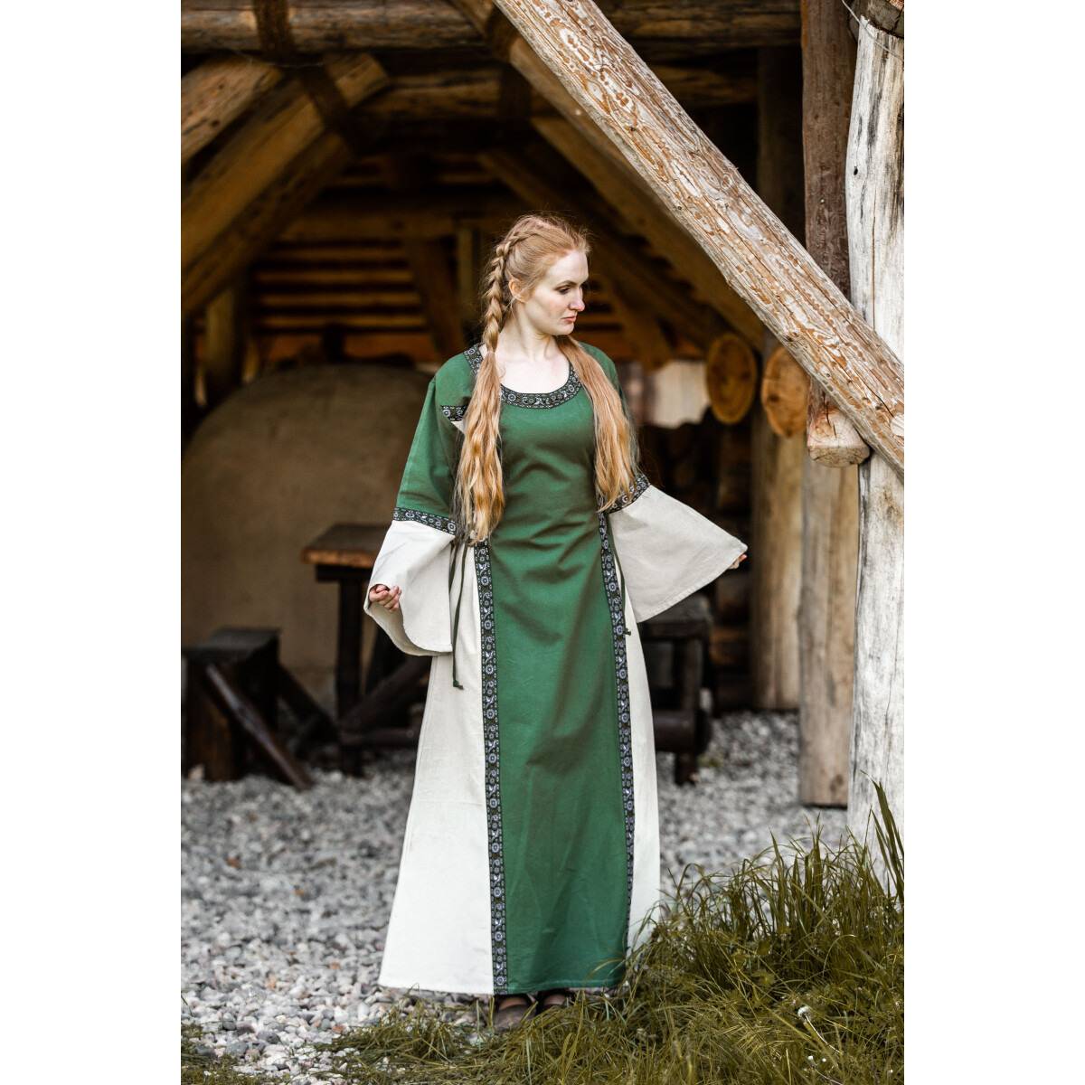 Mittelalterkleid Natur-Grun