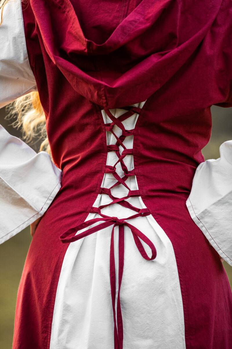 Middeleeuwse Jurk in rood/naturel