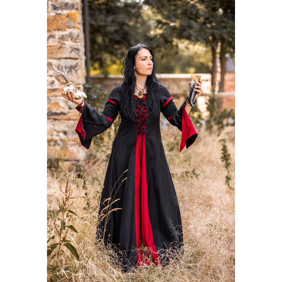 Mittelalterkleid Schwarz-Rot