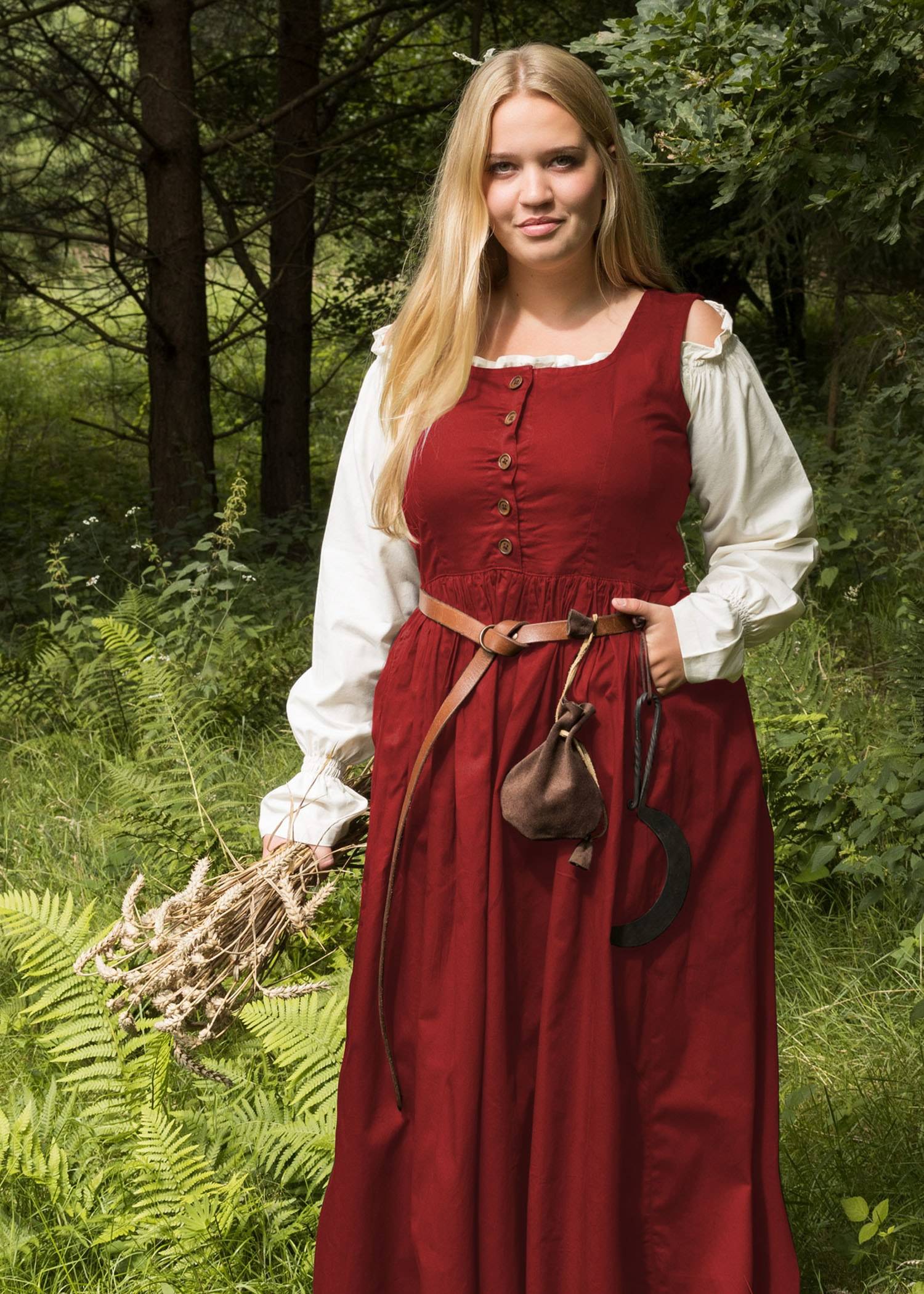 Middeleeuwse Jurk/Overjurk, mouwloos in Rood