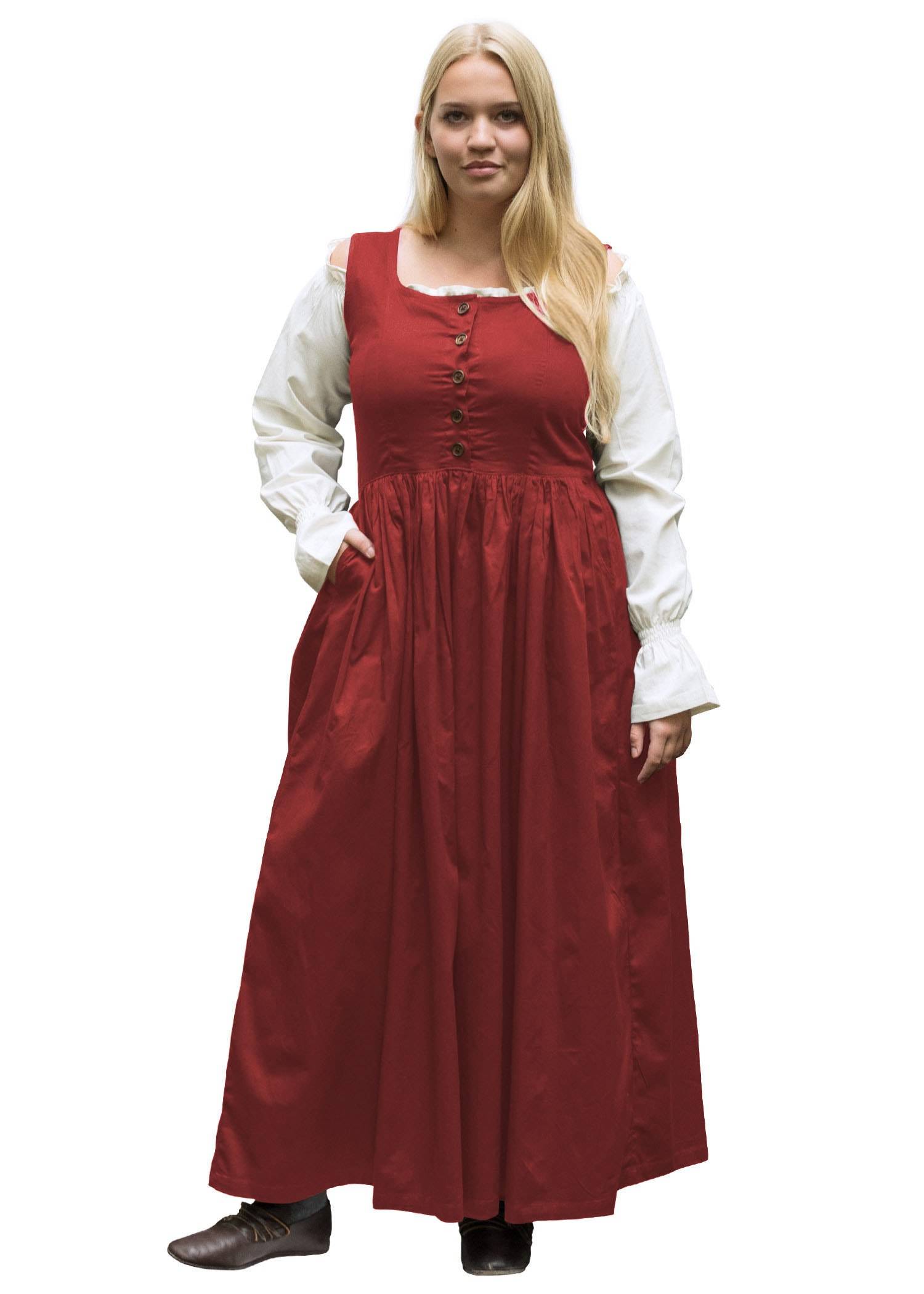 Middeleeuwse Jurk/Overjurk, mouwloos in Rood