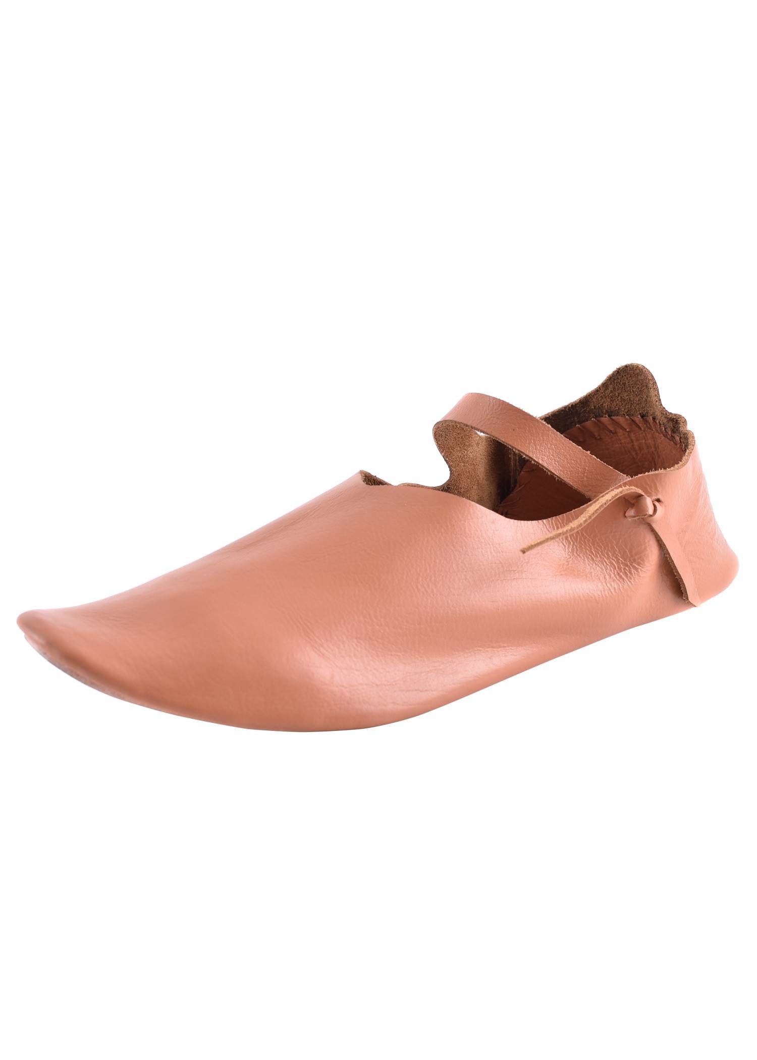 Middeleeuwse Schoenen met bandjes, met vetersluiting aan de zijkant, omkeerbare stiksels