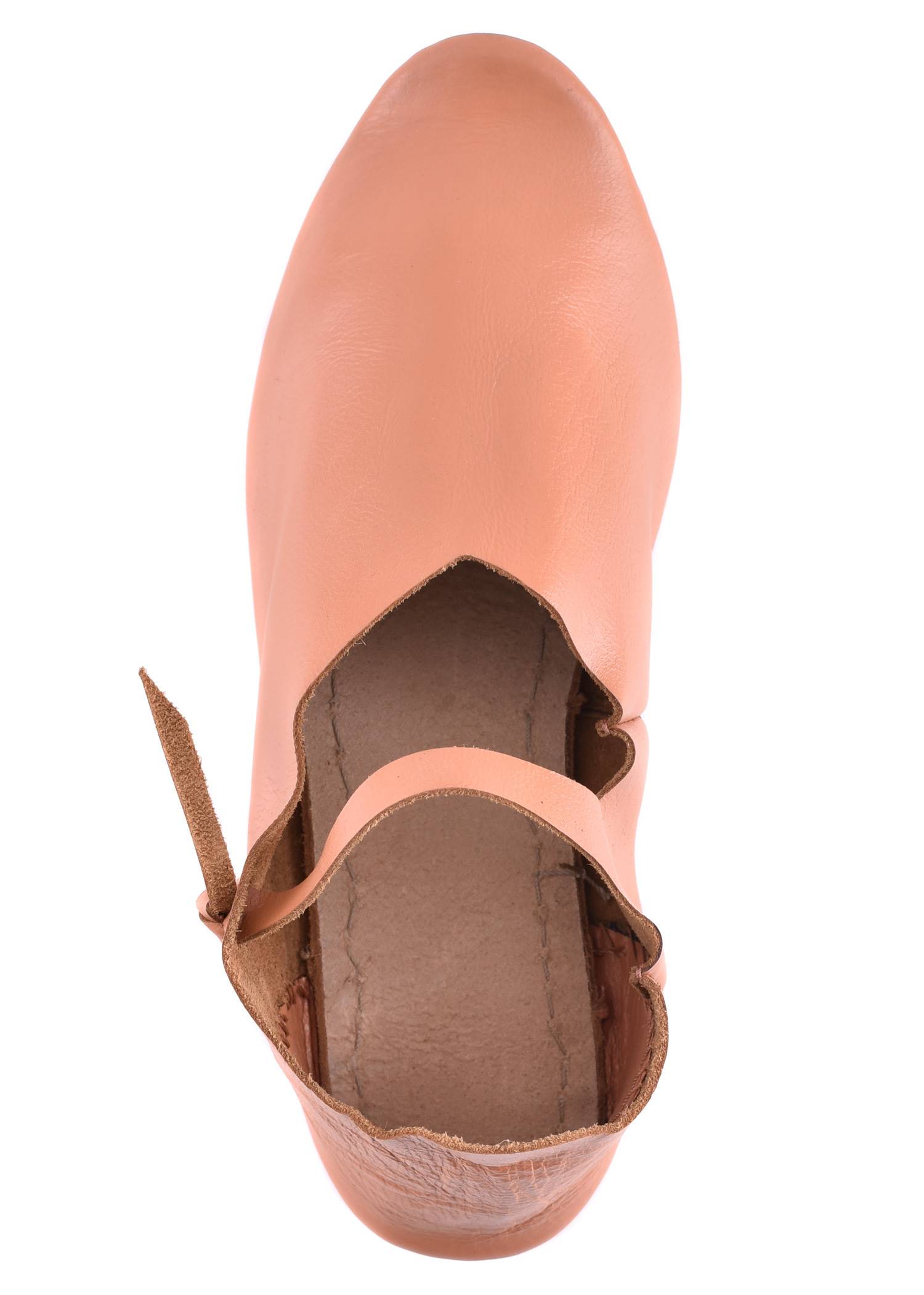 Middeleeuwse Schoenen met bandjes, met vetersluiting aan de zijkant, omkeerbare stiksels