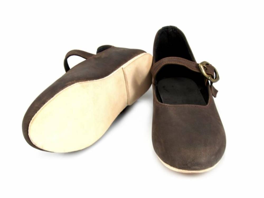 ​Middeleeuwse Dames Schoenen in Bruin