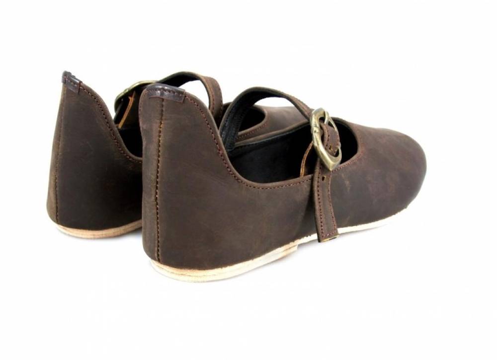 ​Middeleeuwse Dames Schoenen in Bruin