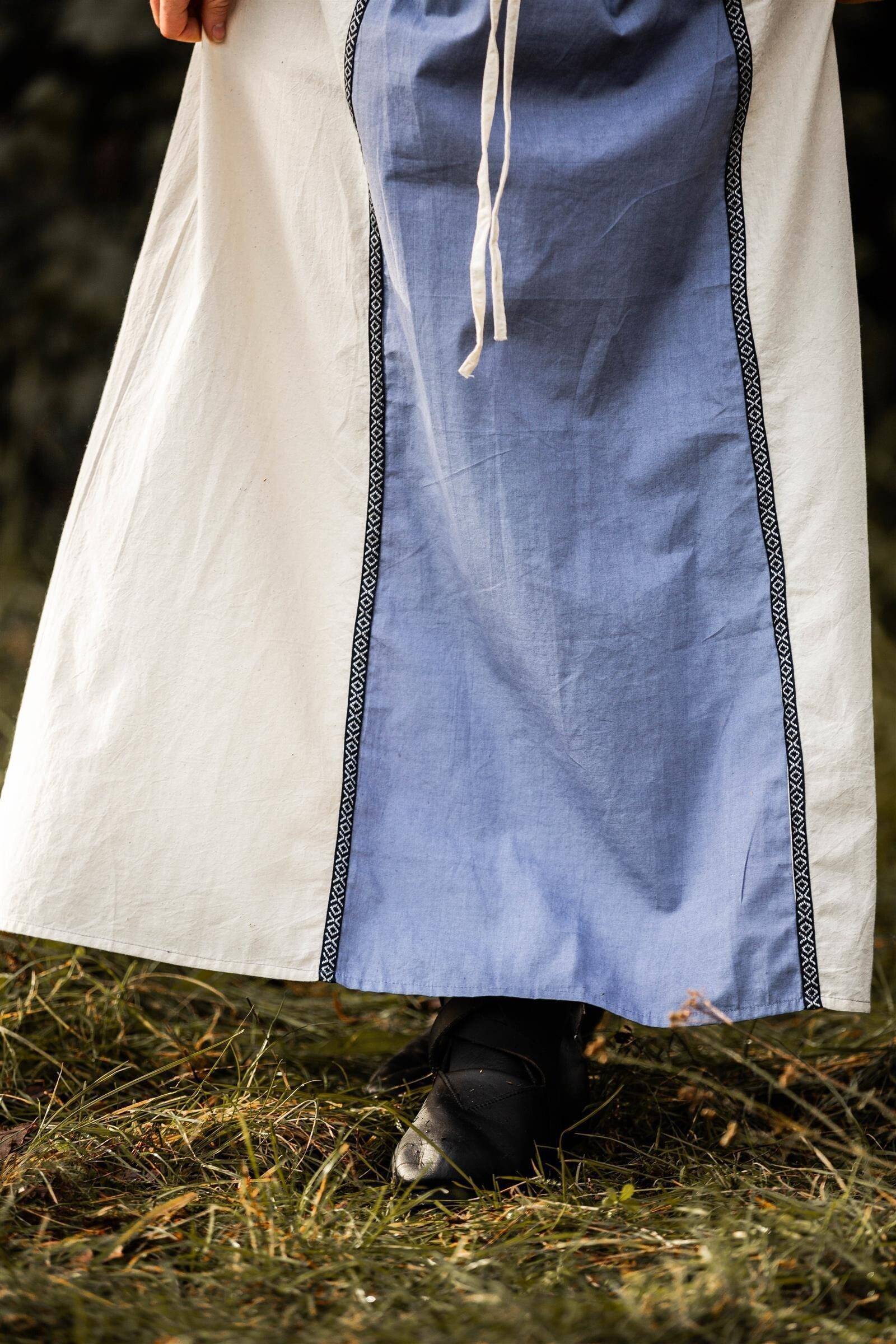 Middeleeuwse jurk in Blauw/Natuur