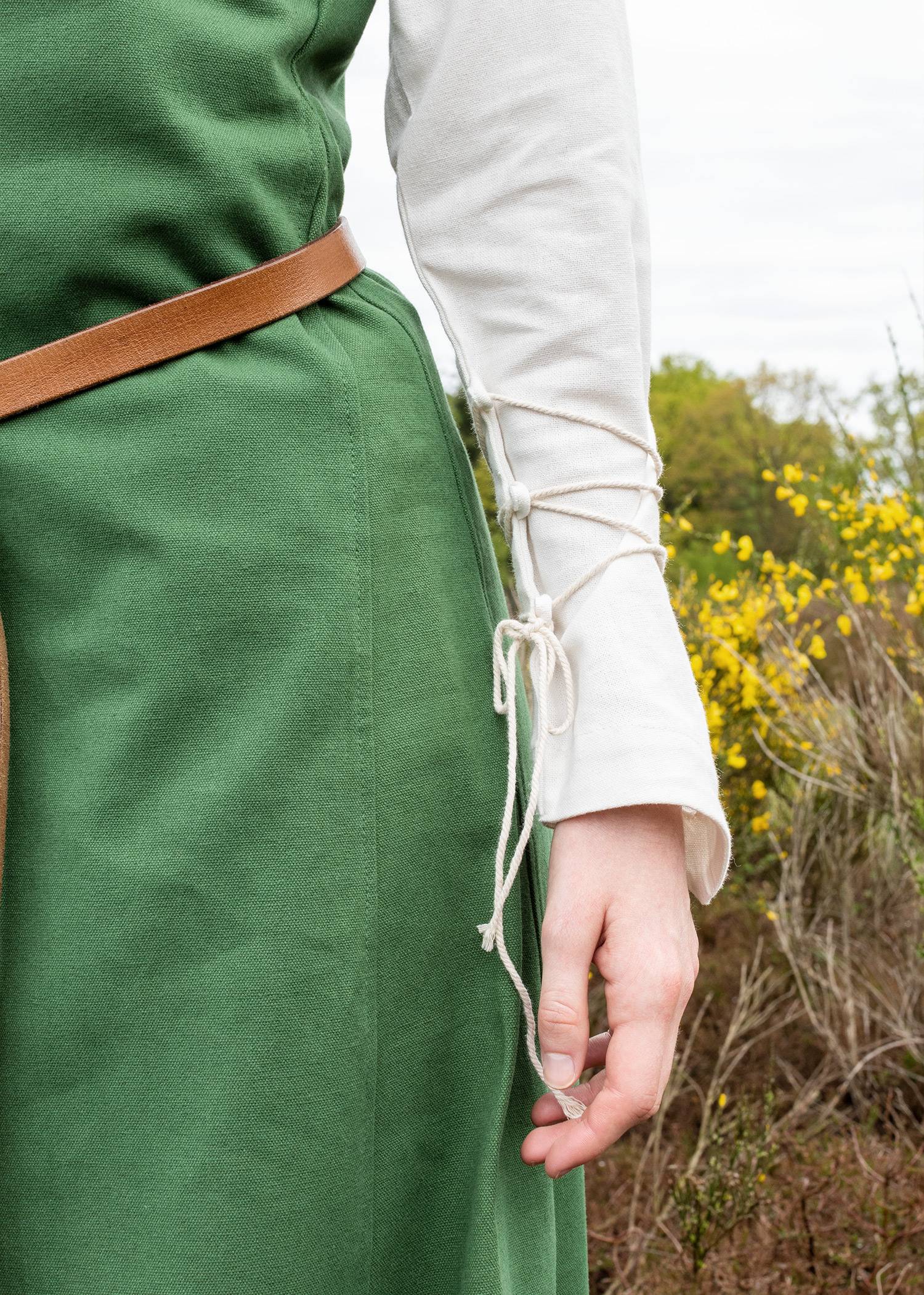Mittelalterkleid mit Schnürung, kurzärmelig, grün 13Jh.-15Jh.