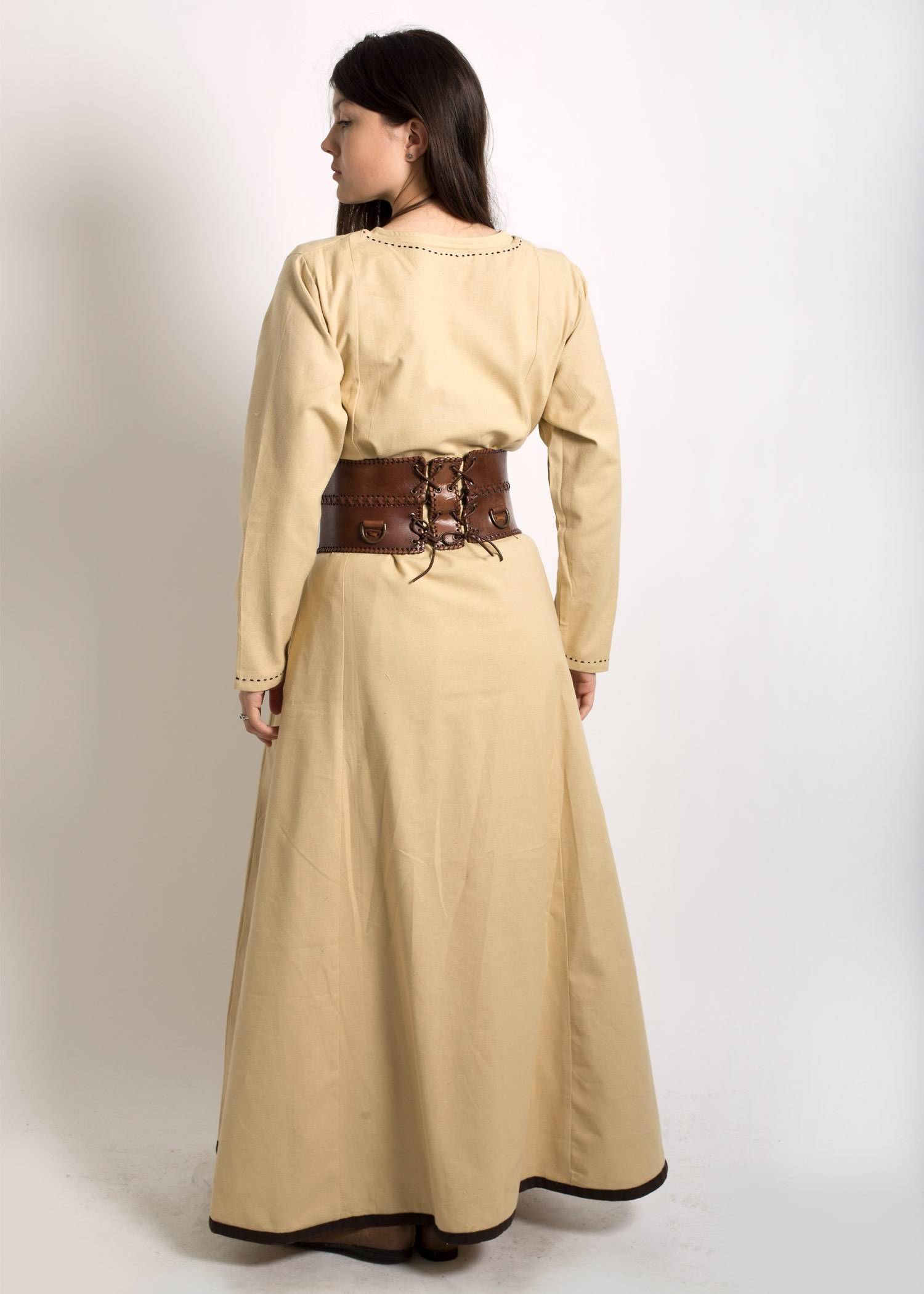 Middeleeuwse Dames Overjurk Beige/Bruin