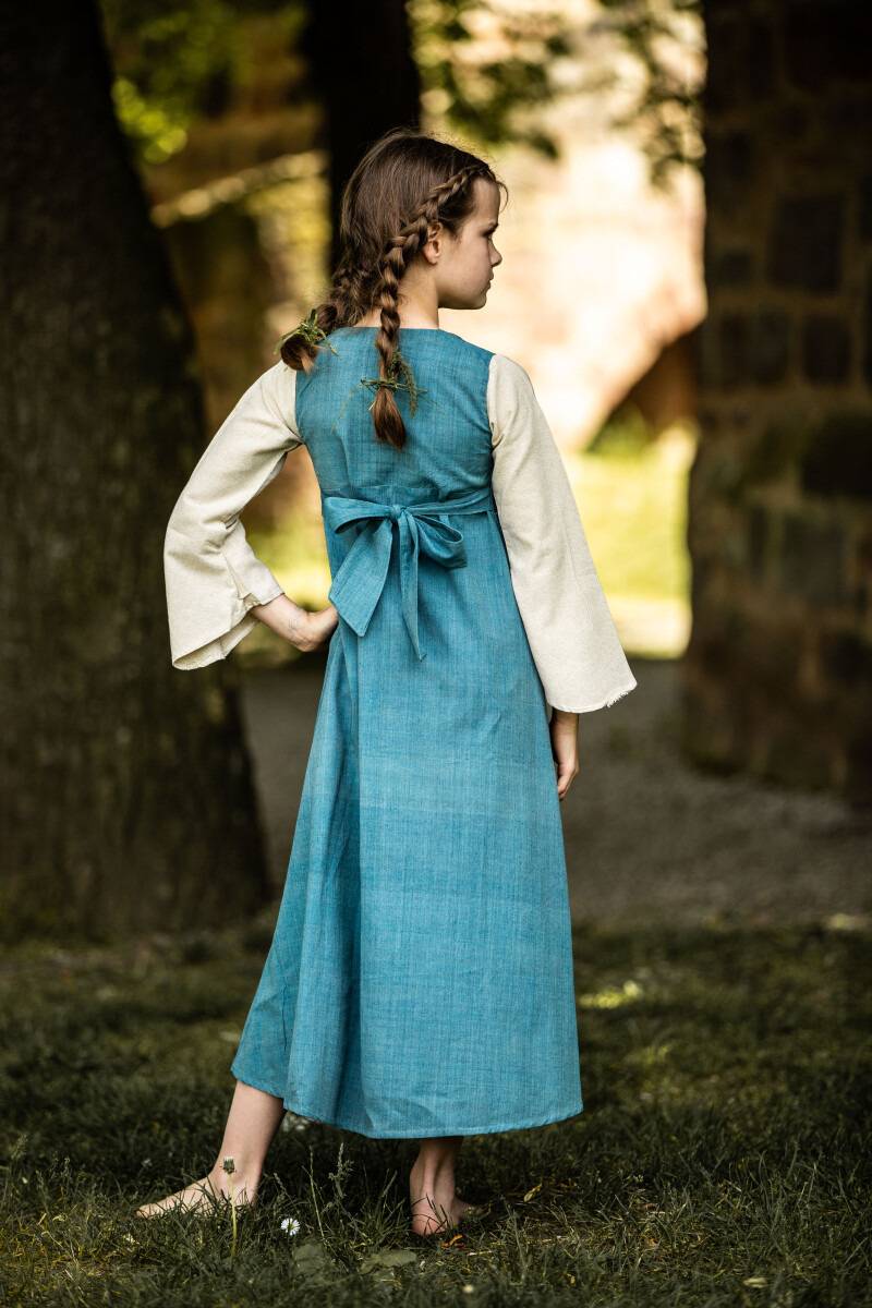 Middeleeuwse Kinderjurk in Blauw/Beige