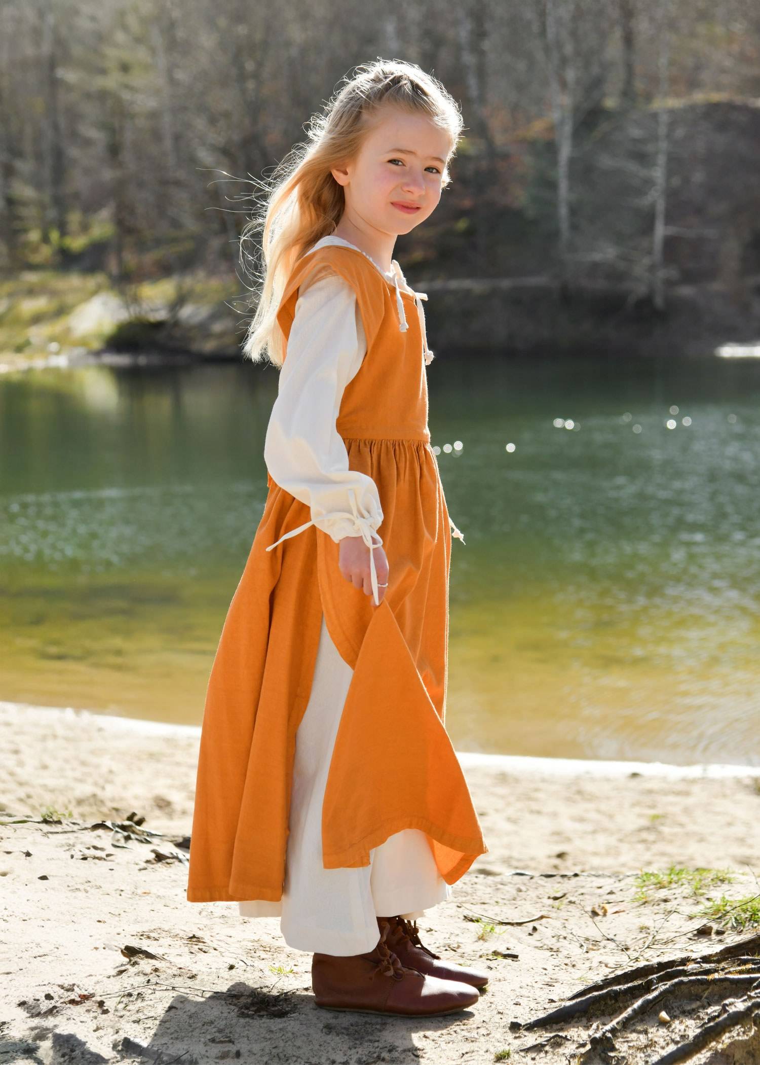​Kinder Mittelalter Kleid, Überkleid, senfgelb