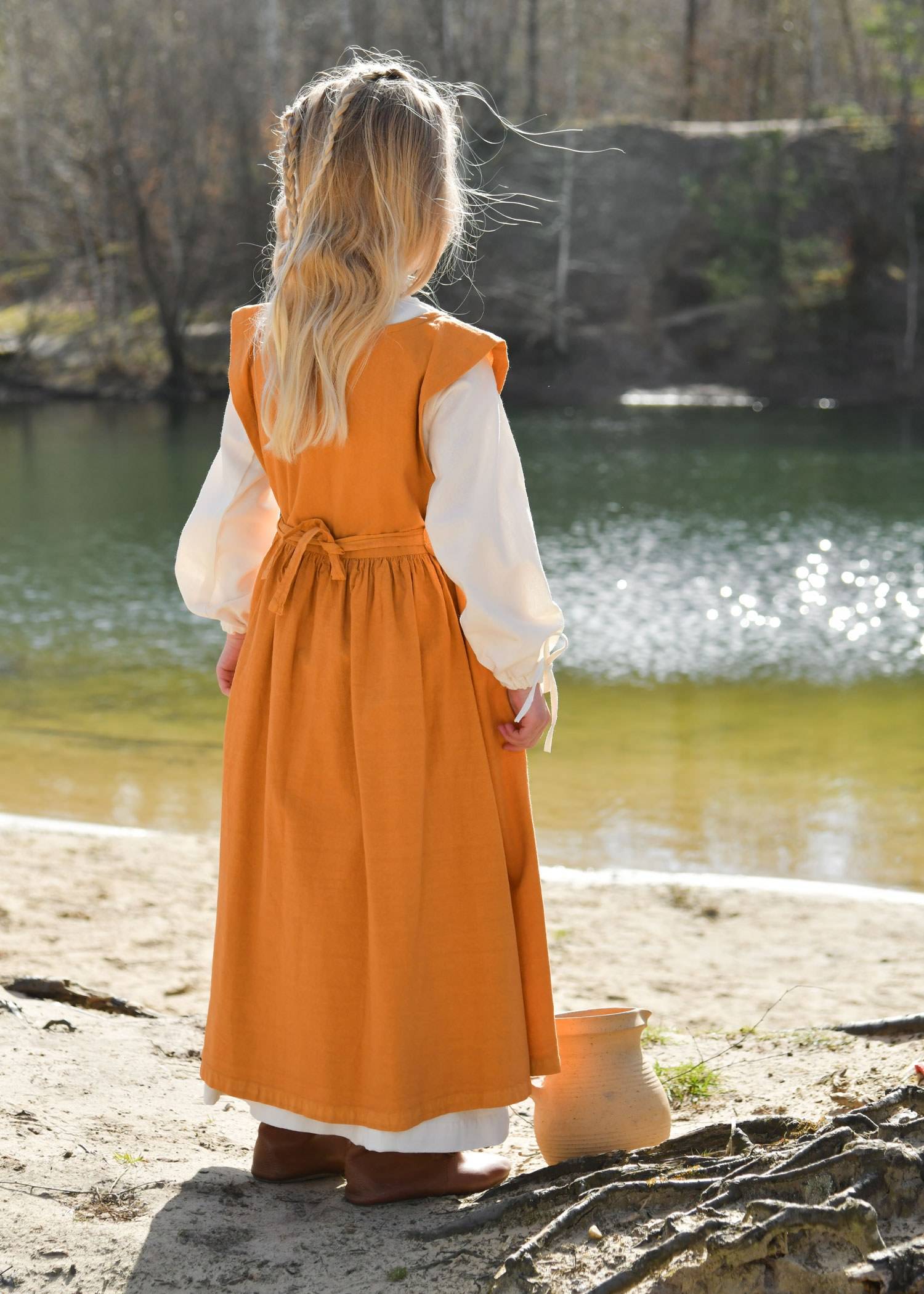​Kinder Mittelalter Kleid, Überkleid, senfgelb