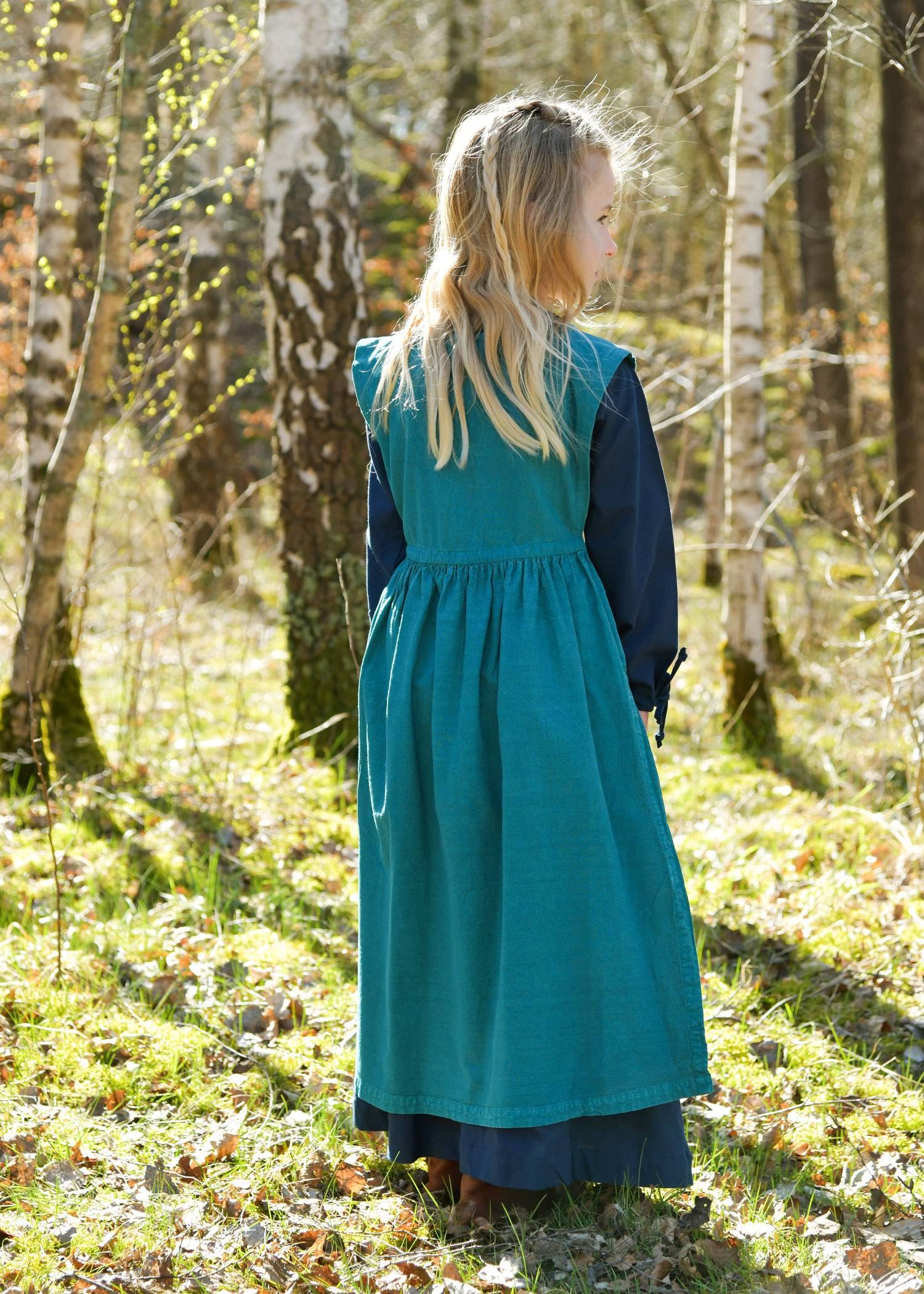 Kinder Mittelalter Kleid, Überkleid, petrol