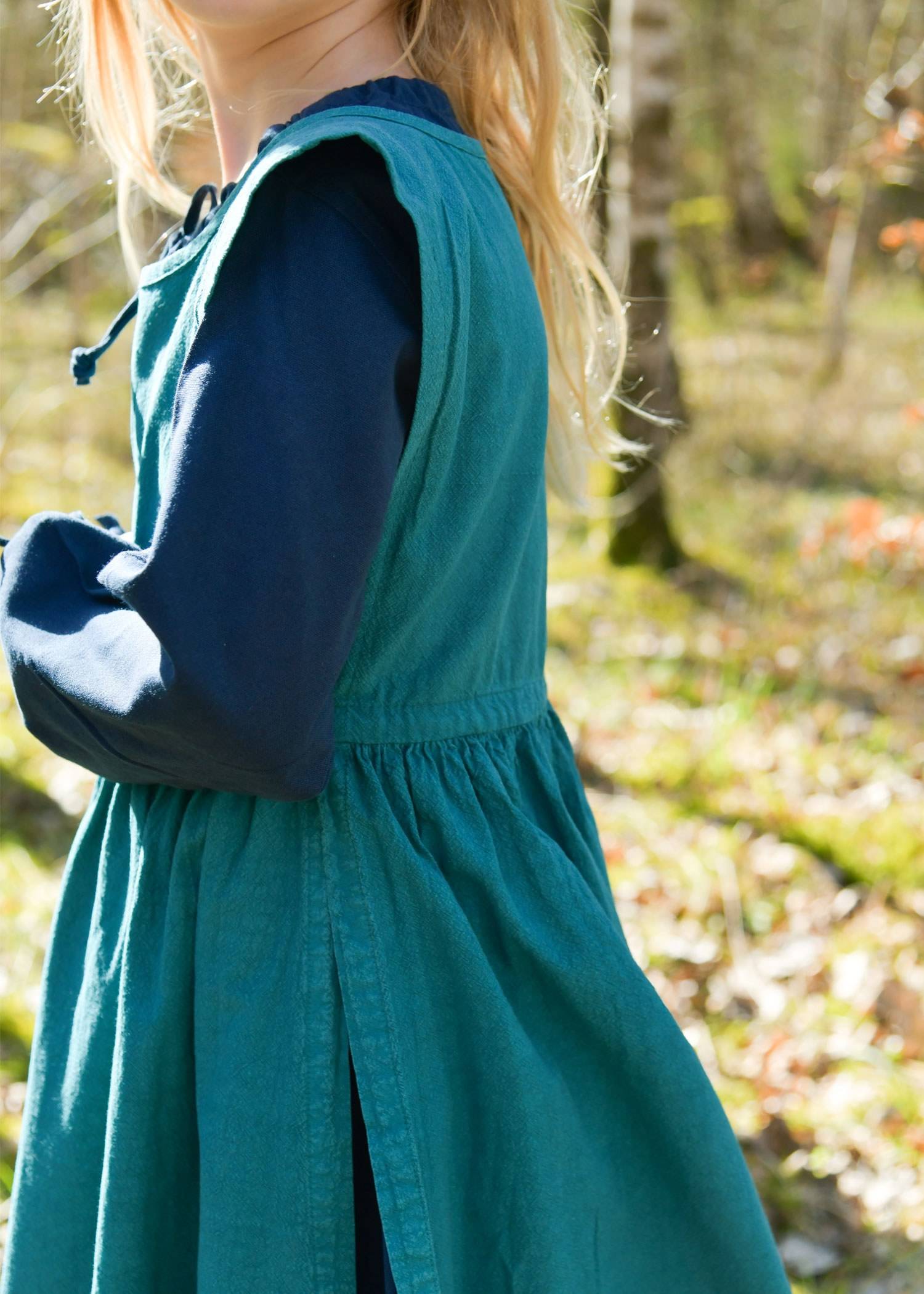 Kinder Mittelalter Kleid, Überkleid, petrol