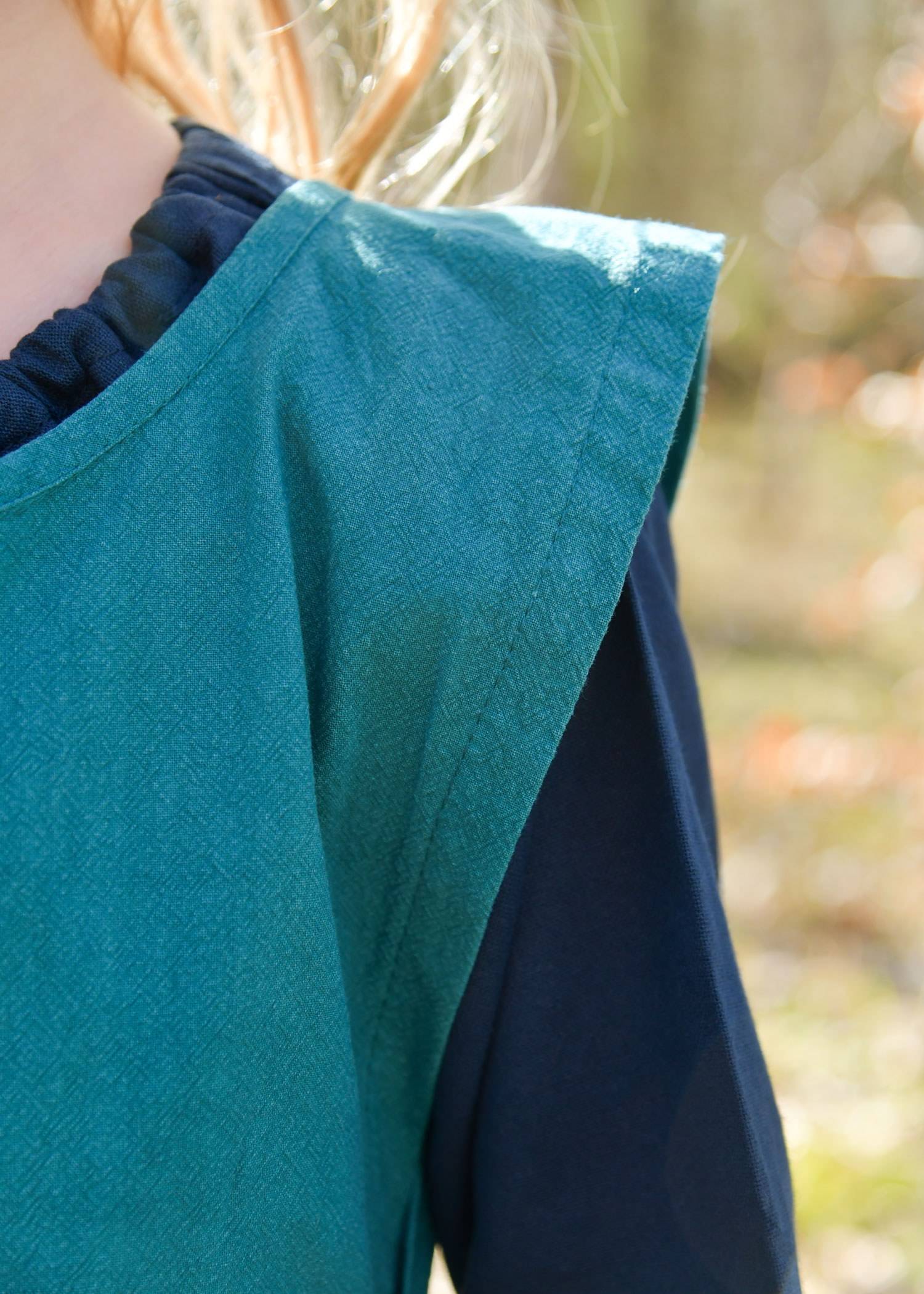 Kinder Mittelalter Kleid, Überkleid, petrol
