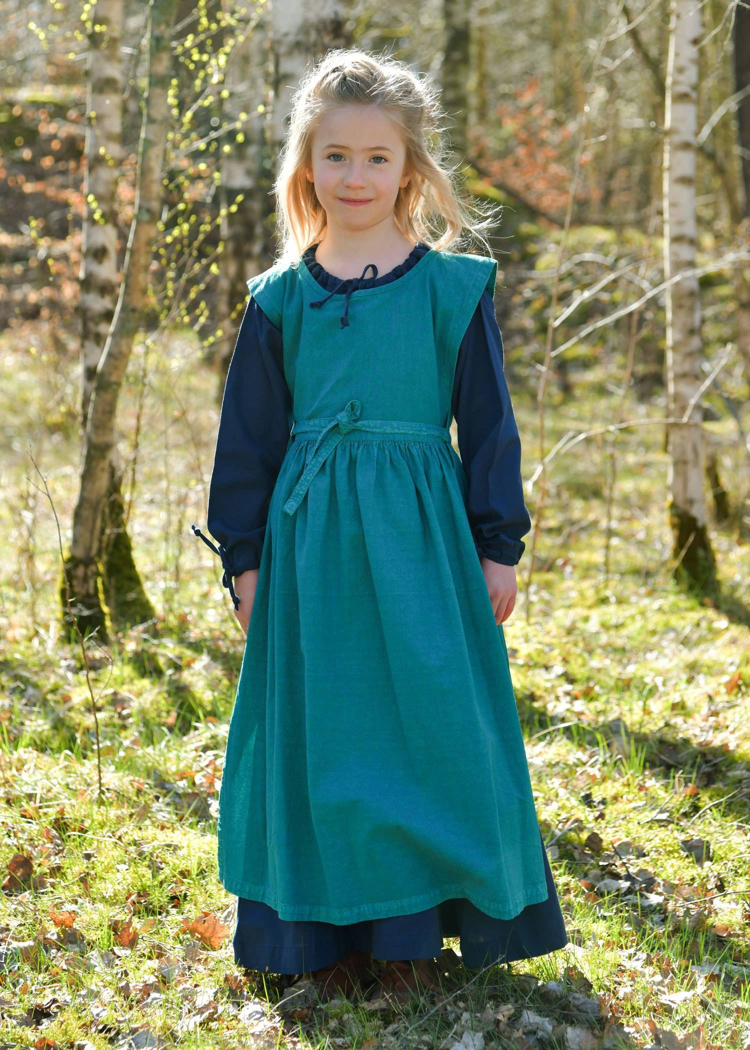 Kinder Mittelalter Kleid, Überkleid, petrol