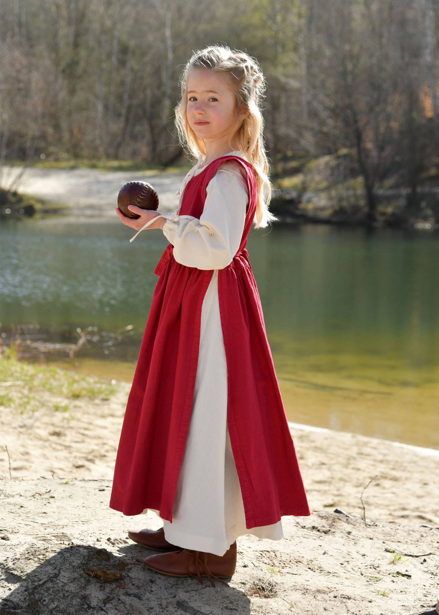 ​​​Kinder Mittelalter Kleid, Überkleid, weinrot