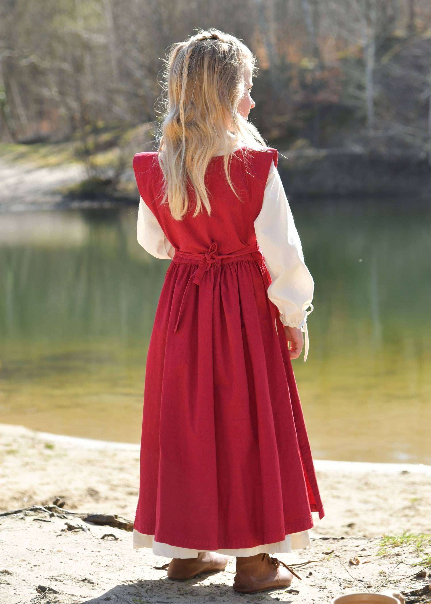 ​​​Kinder Mittelalter Kleid, Überkleid, weinrot