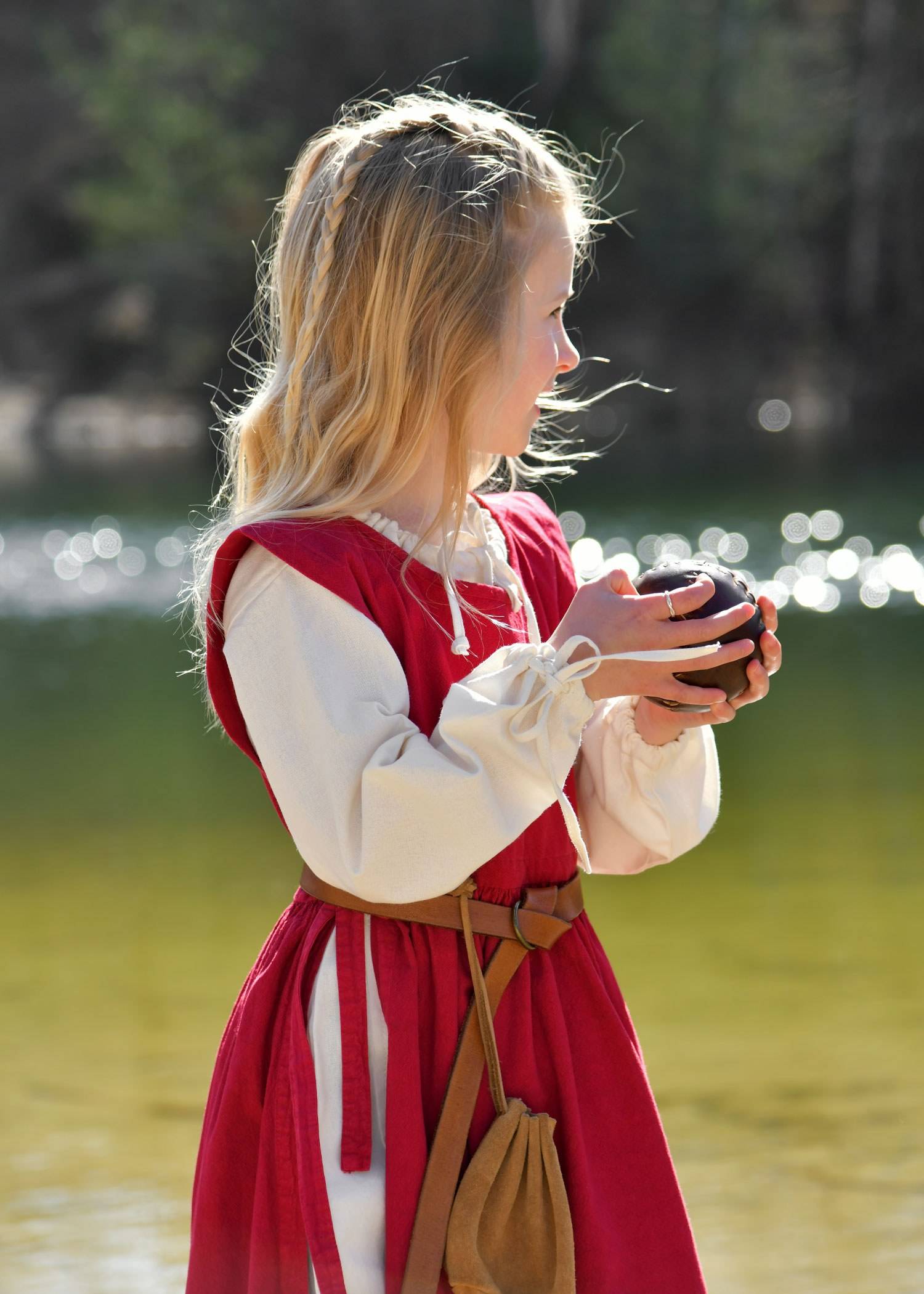 ​​​Kinder Mittelalter Kleid, Überkleid, weinrot