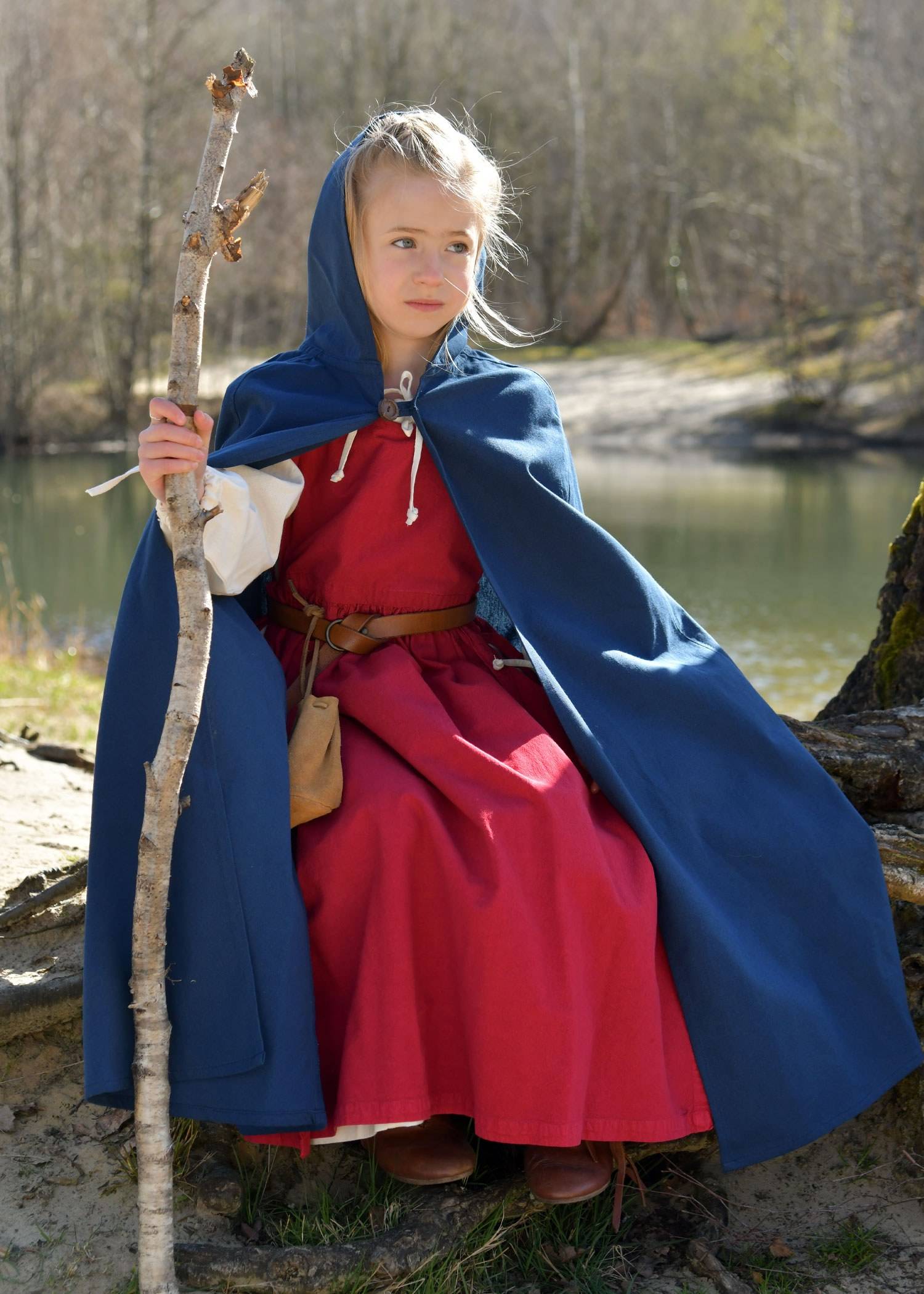​​​Kinder Mittelalter Kleid, Überkleid, weinrot