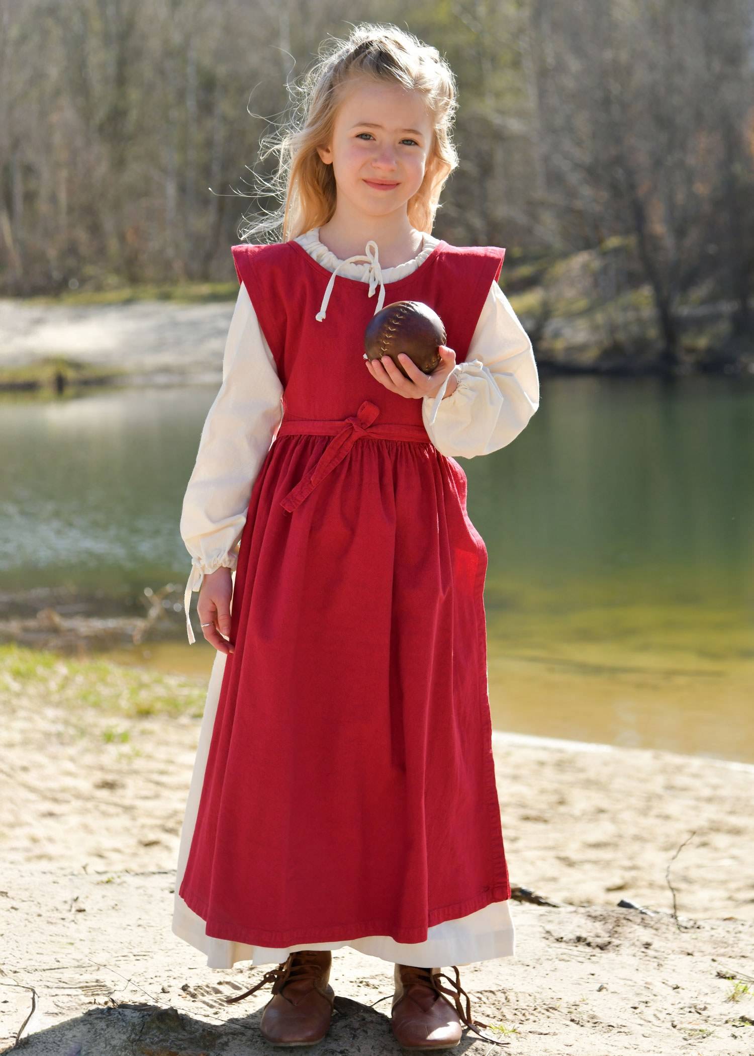 ​​​Kinder Mittelalter Kleid, Überkleid, weinrot