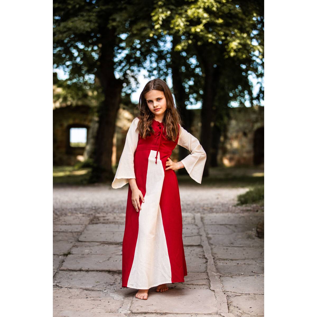 Kinder Mittelalterkleid in Rot/Natur
