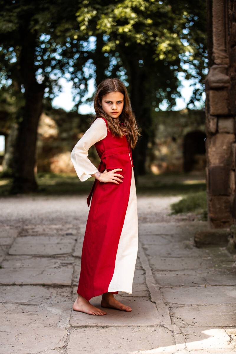Kinder Mittelalterkleid in Rot/Natur