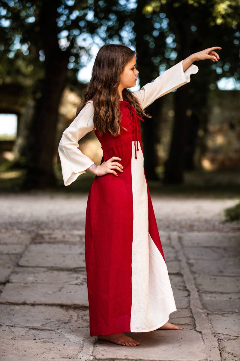 Kinder Mittelalterkleid in Rot/Natur