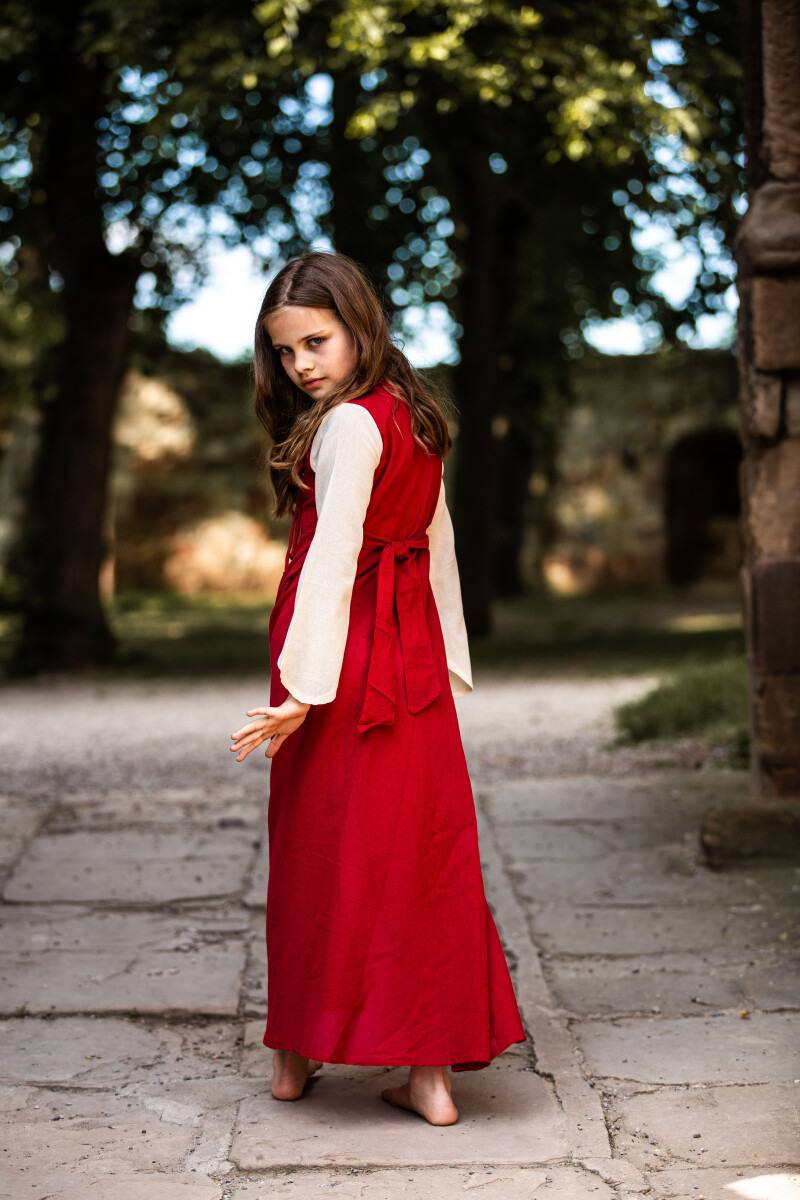 Kinder Mittelalterkleid in Rot/Natur