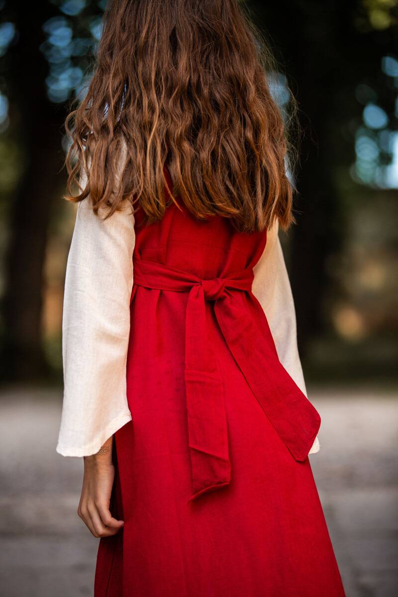 Kinder Mittelalterkleid in Rot/Natur