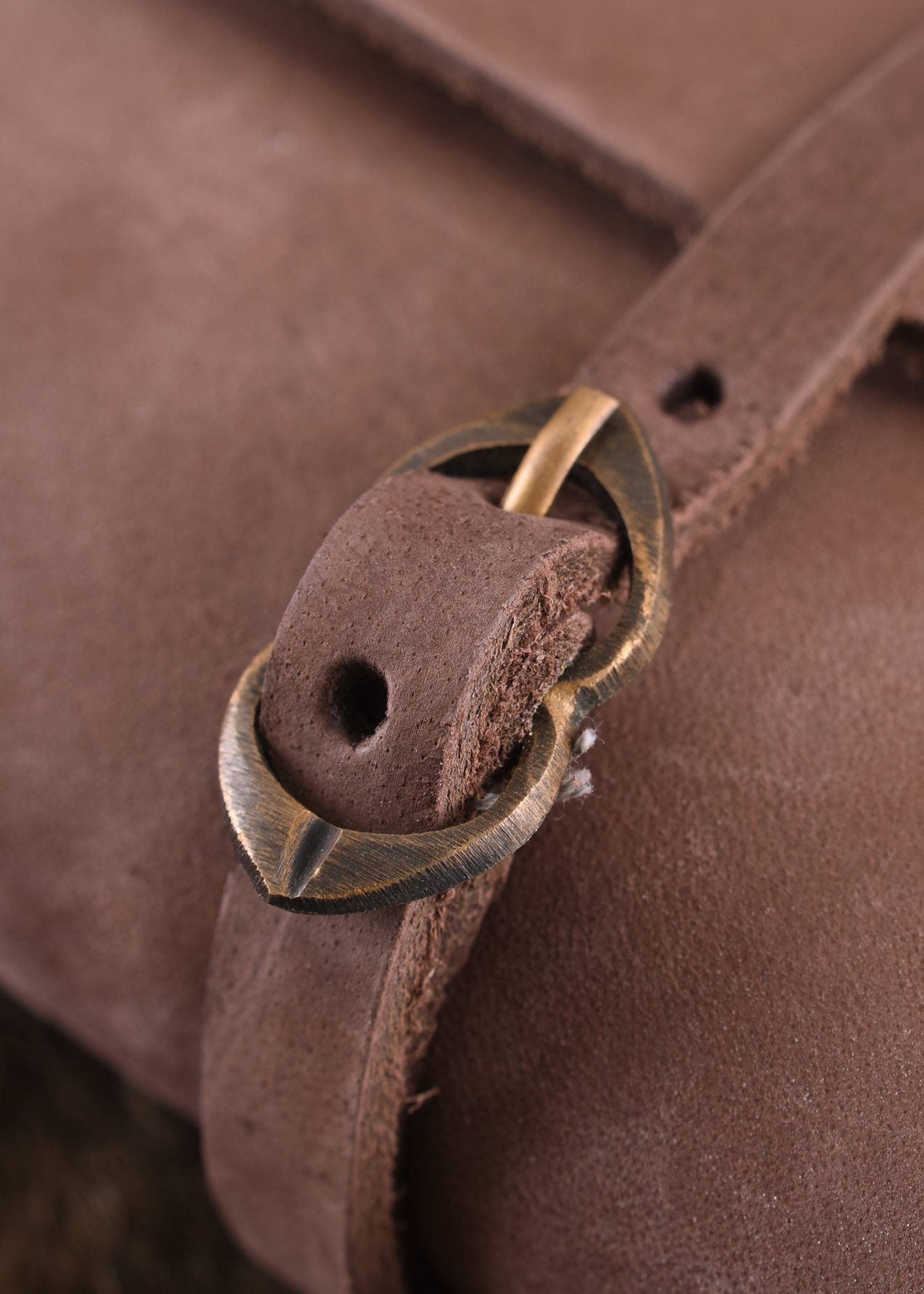 ​Mittelalter Ledertasche mit zwei Schnallen, mittelbraun