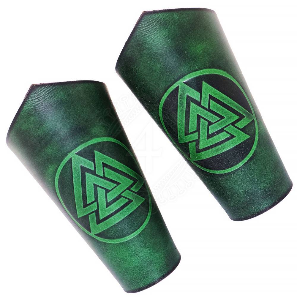 Leren armbanden met een Viking Valknut-reliëfontwerp
