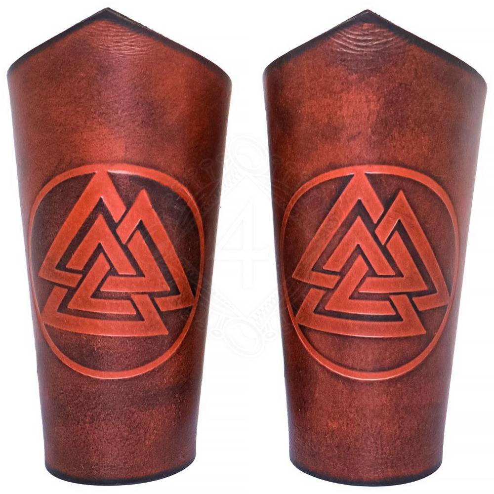 Leren armbanden met een Viking Valknut-reliëfontwerp