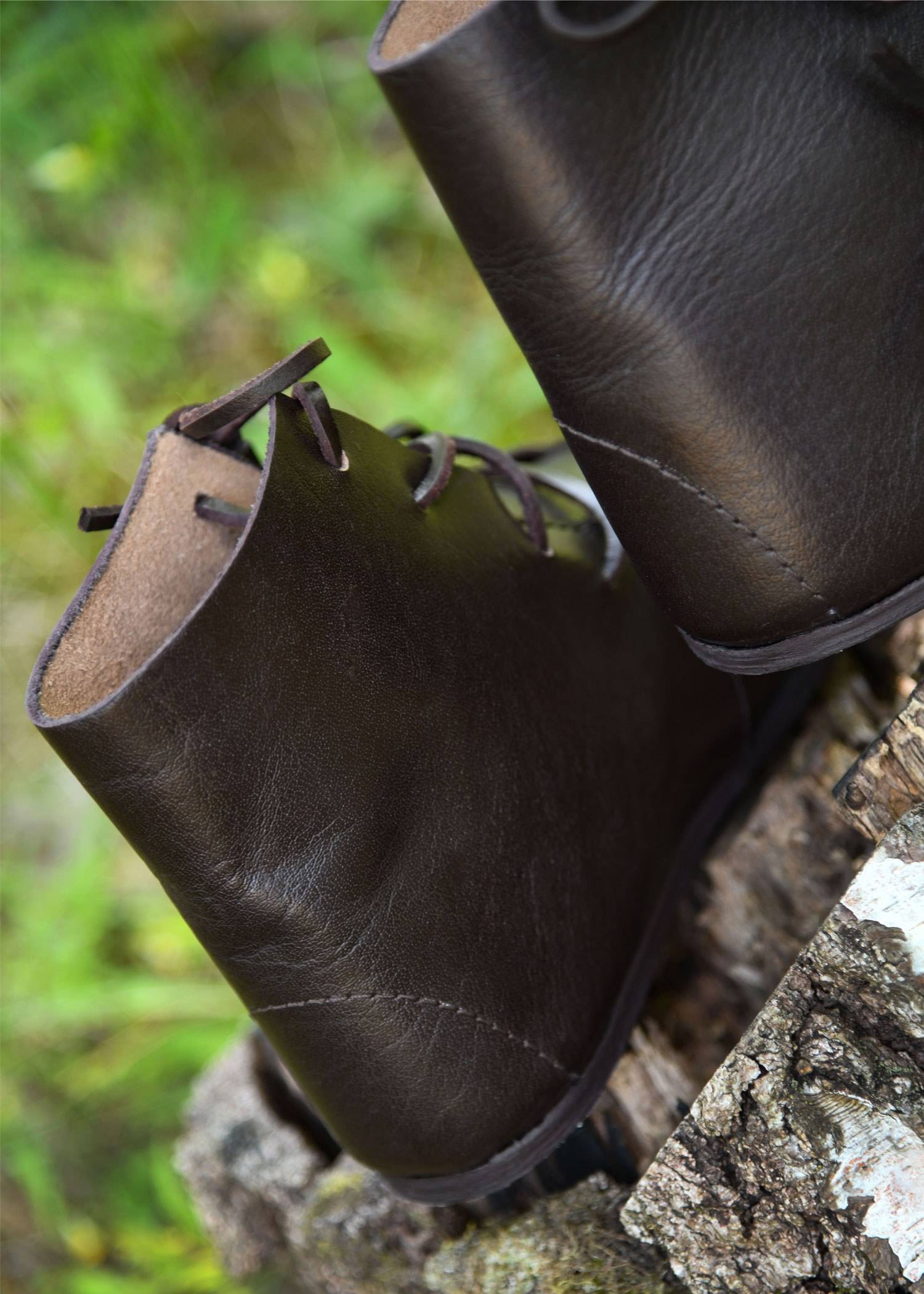 Middeleeuwse Veterschoenen, donkerbruin, halfhoog, 1250-1500