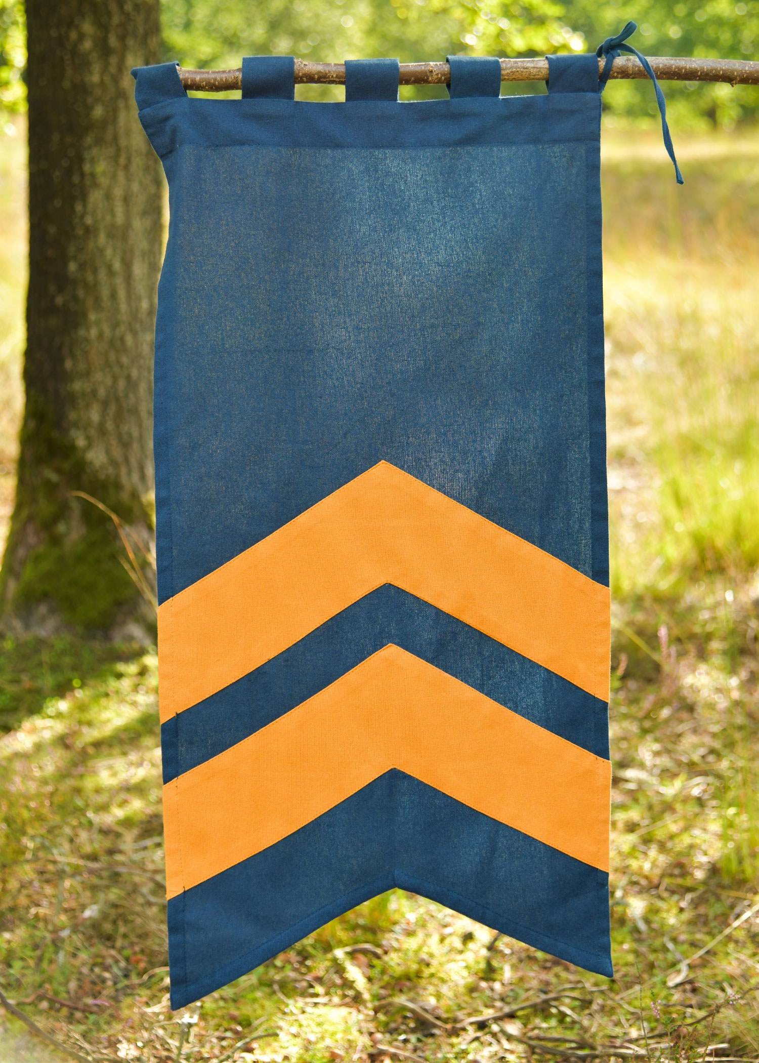 Middeleeuwse Vaandel met strepen, blauw/geel