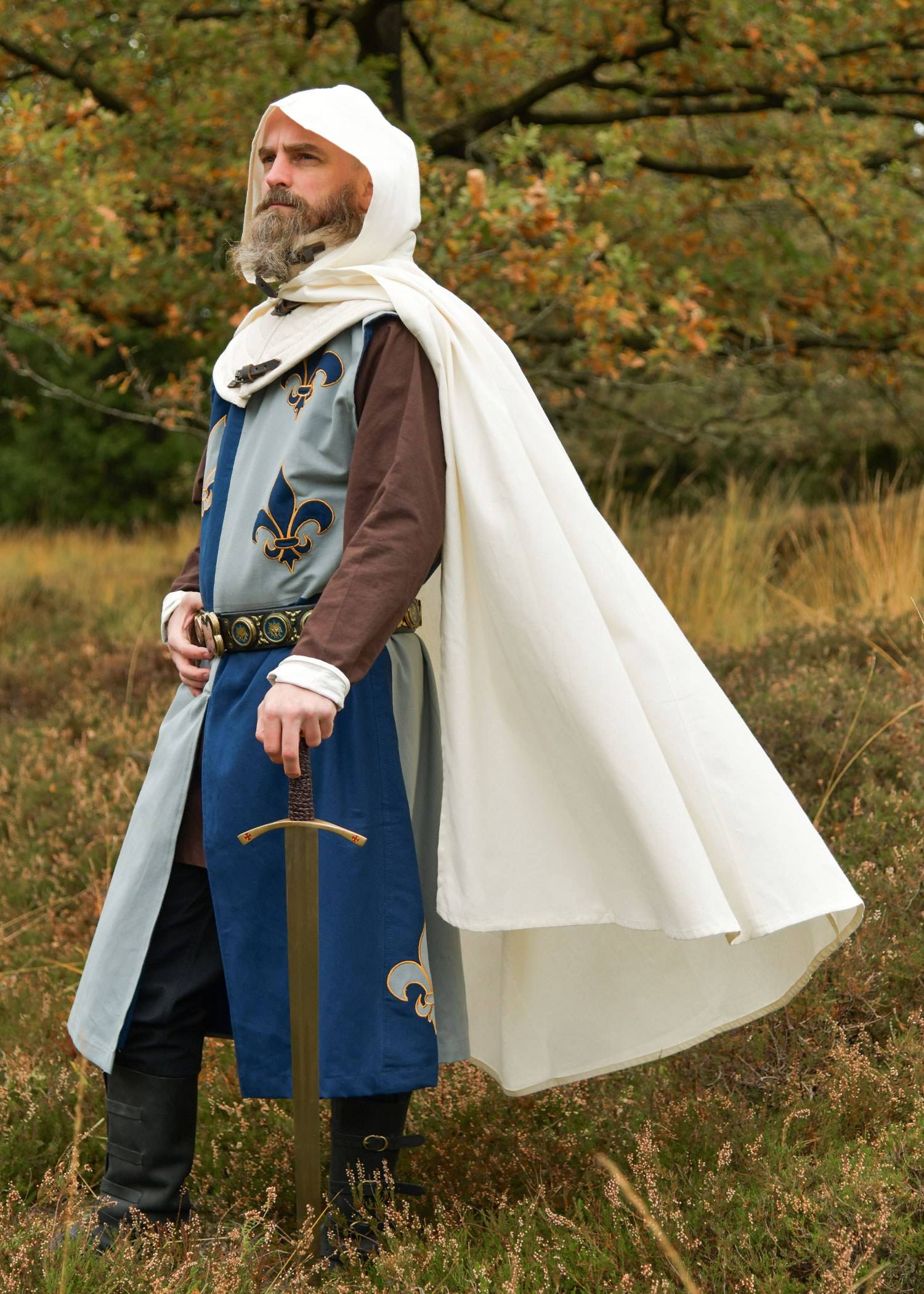 Gevoerde Middeleeuwse Wapenrok​ met smaak, blauw