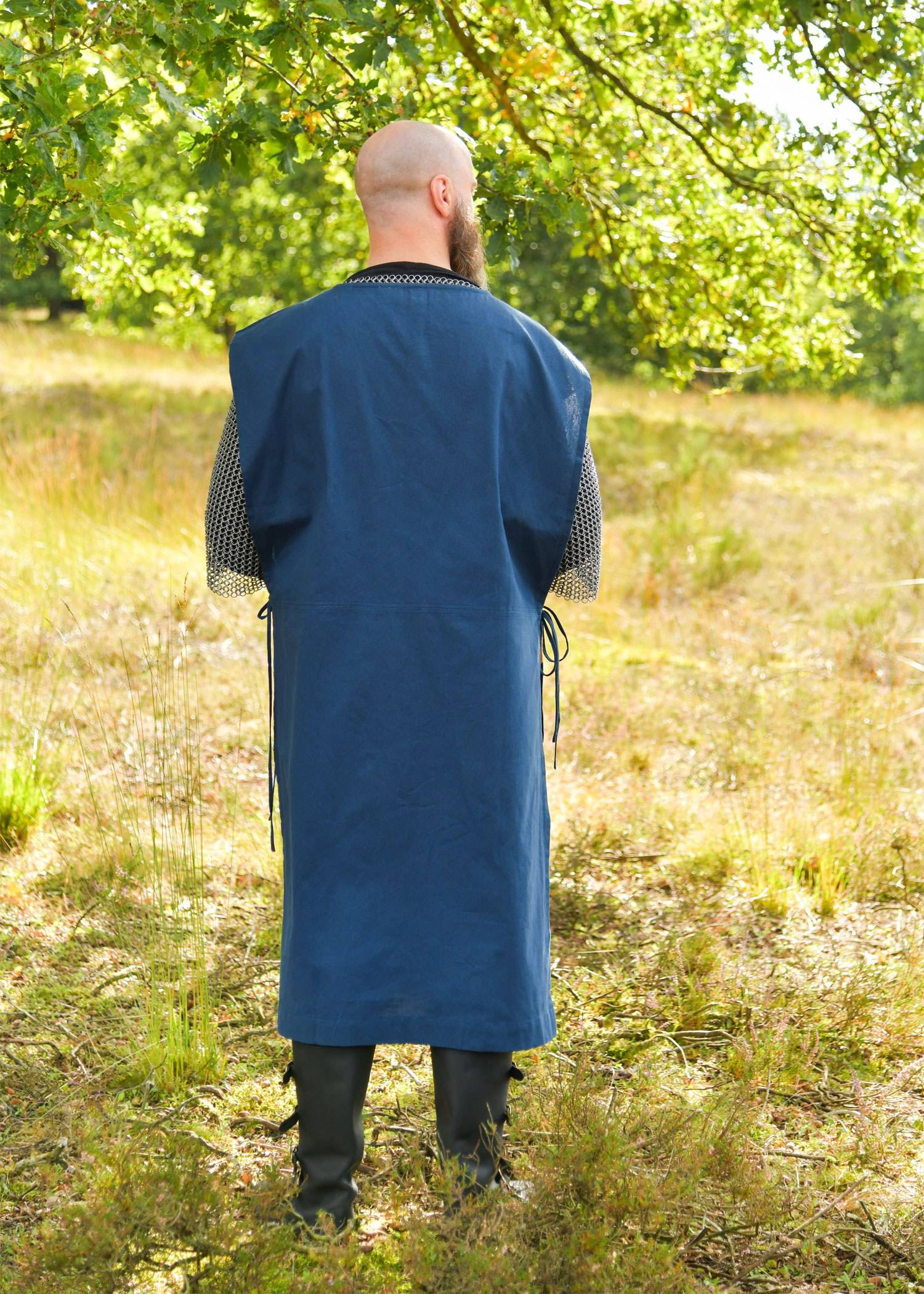 Mittelalter Wappenrock mit Streifen, blau/gelb