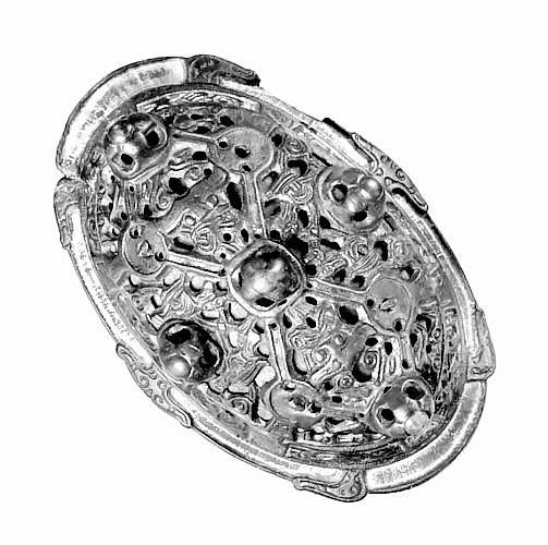 Viking Schildpad Ovaal Fibula Verzilverd, 9e eeuws