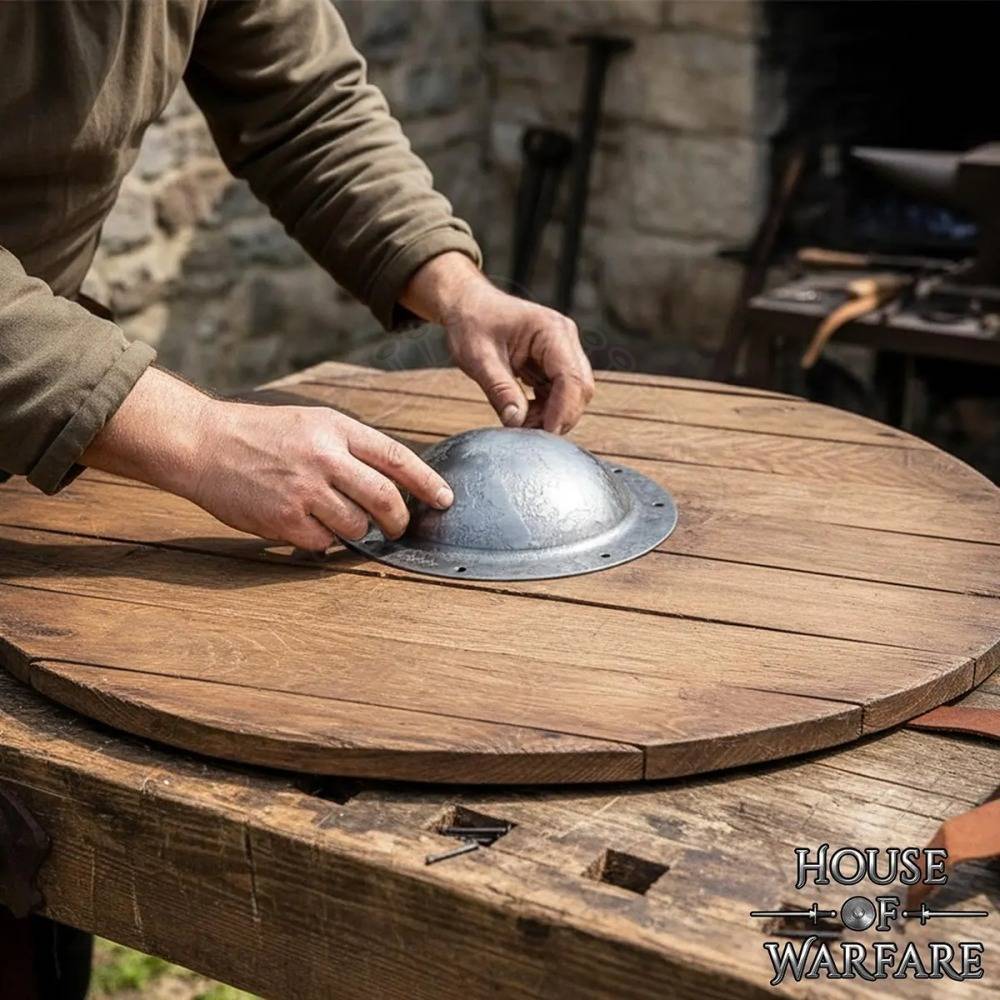 Gepatineerde schildknop voor Vikingschilden, 21,5 cm