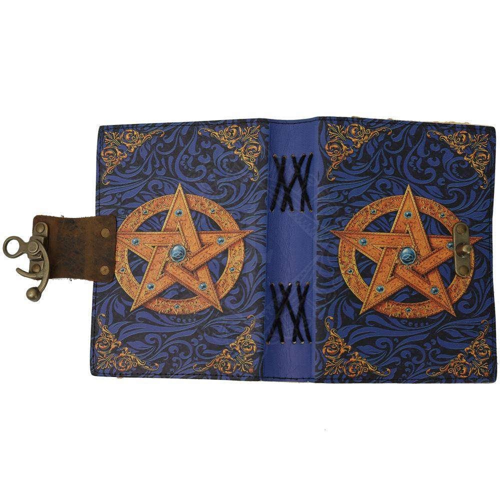 Leren notitieboek "Magisch boek met pentagram"