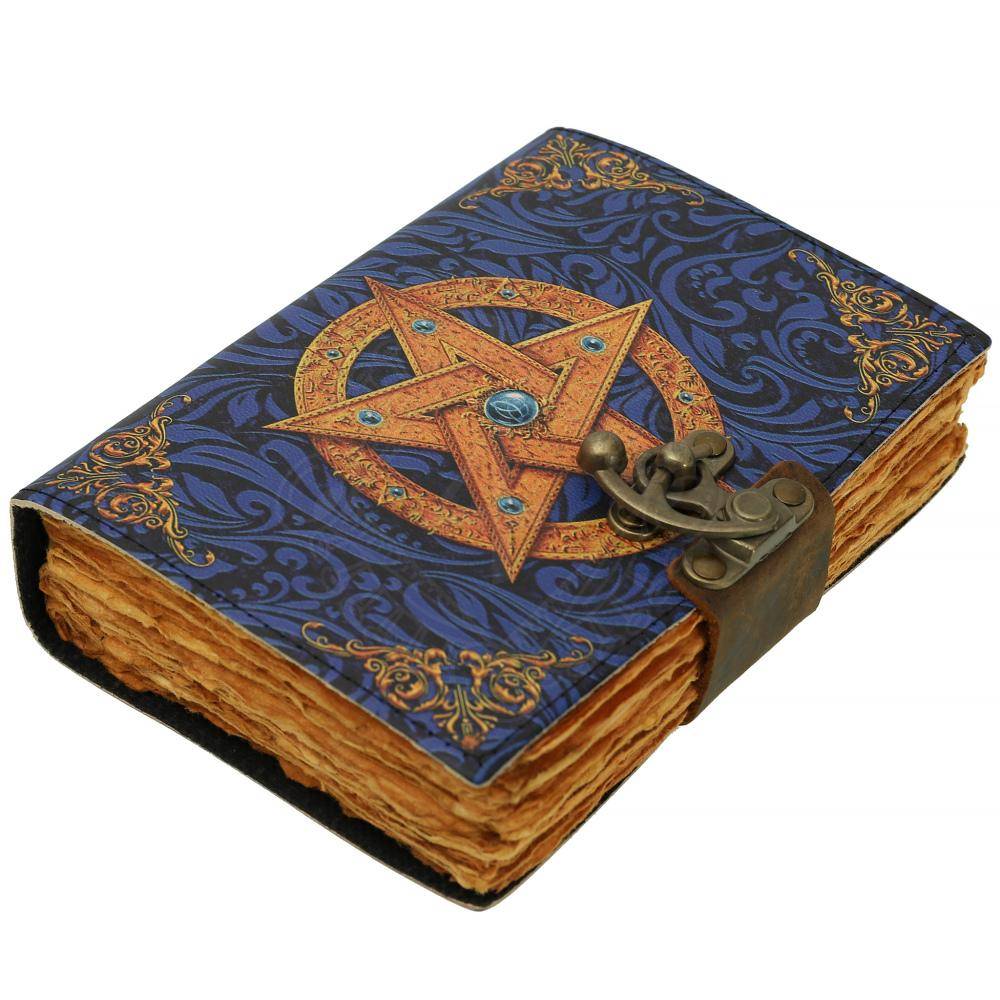 Leren notitieboek "Magisch boek met pentagram"